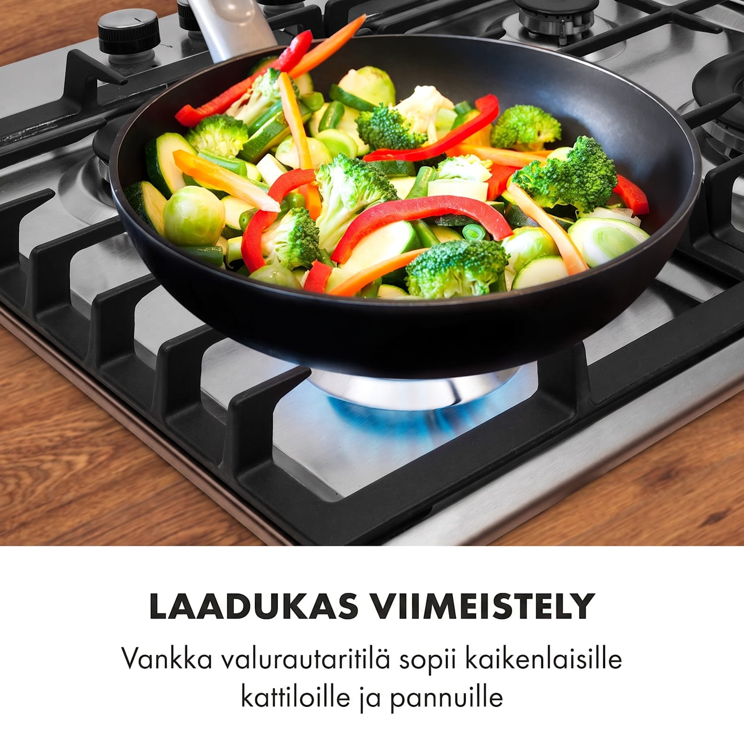 Ignito 4 alueen kaasuliesi 4-liekkinen Sabaf-poltin ruostumatonta terästä hopeanvärinen 60 cm | Hopea