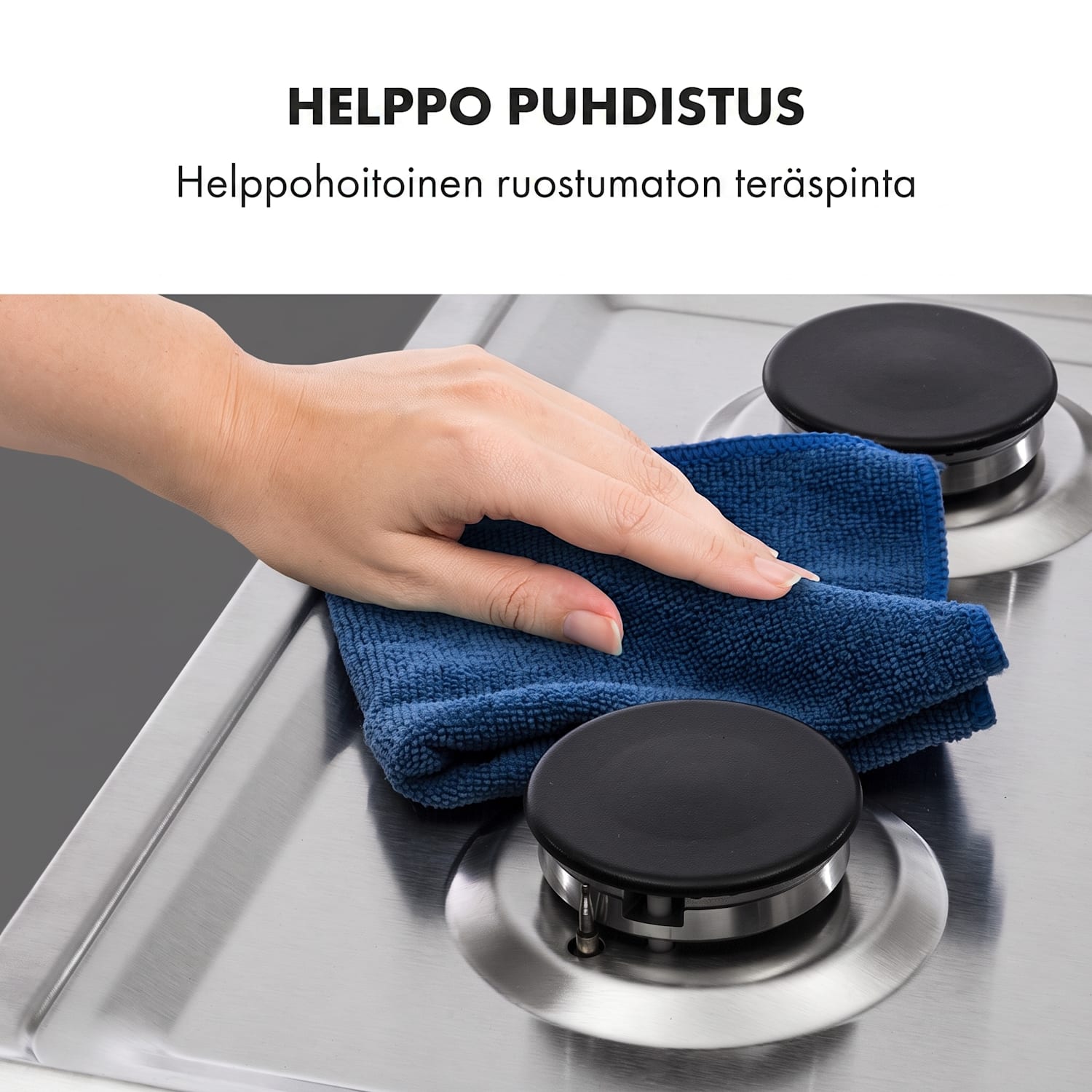 Ignito 4 alueen kaasuliesi 4-liekkinen Sabaf-poltin ruostumatonta terästä hopeanvärinen 60 cm | Hopea