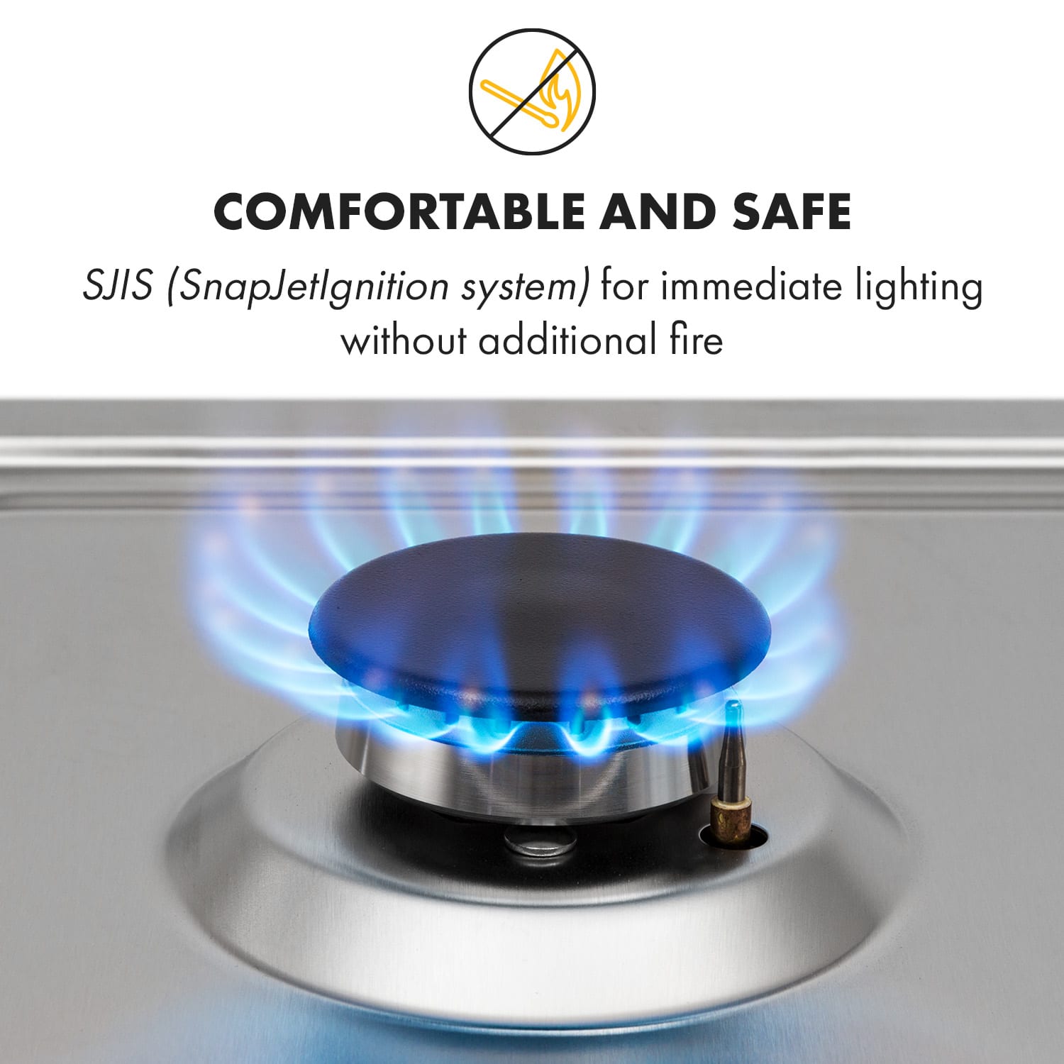 Ignito 4 Zones Gas Hob 4 Flames Burner Stainless Steel Silver 60 cm | Silver
