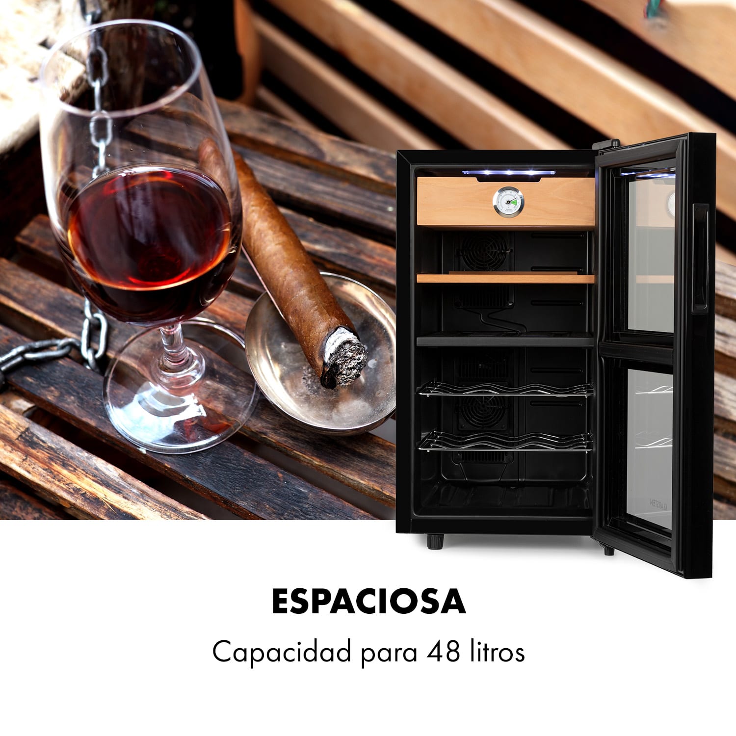 El Dorado Humidor y vinoteca 100W Táctil 48L Led Negro 48 L | Negro