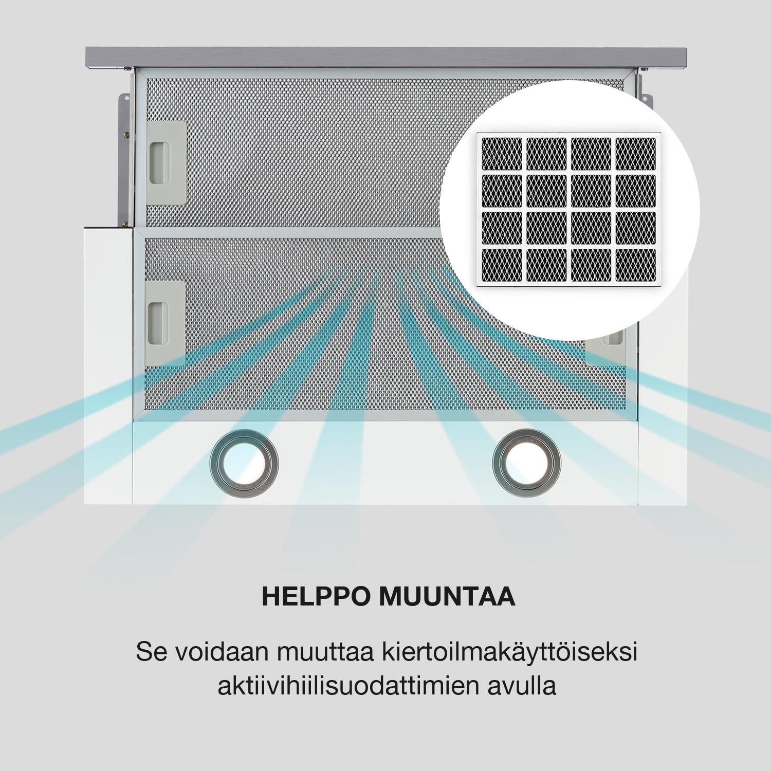 Mariana 60 matala liesituuletin 546 m³/h poistoilma LED valkoinen 60 cm | Valkoinen
