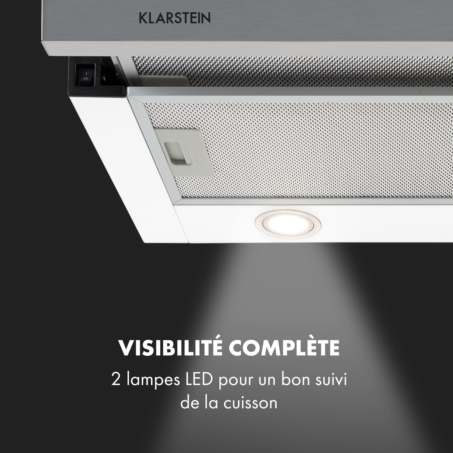 Mariana 60 hotte plate 500 m³/h évacuation d'air LED blanche 60 cm | Blanc