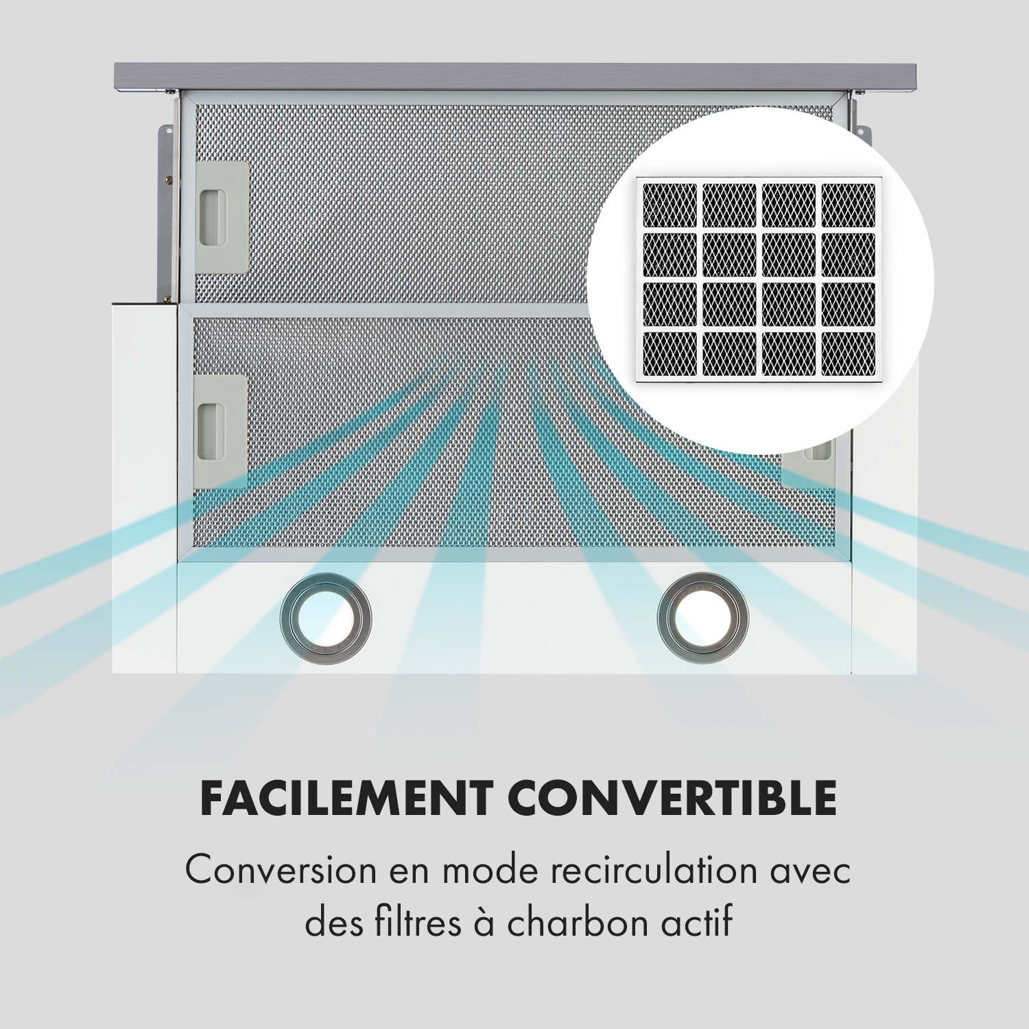 Mariana 60 hotte plate 500 m³/h évacuation d'air LED blanche 60 cm | Blanc