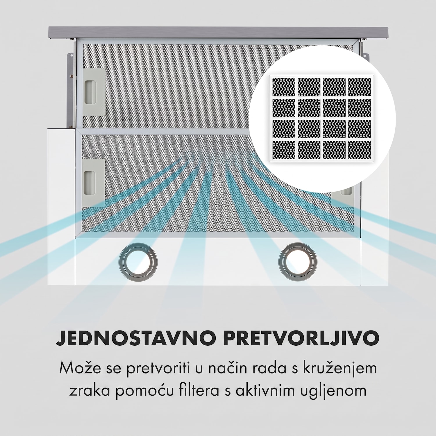 Mariana 60, napa na izvačenje, 500 m³/h, LED, bijela boja 60 cm | Bijela