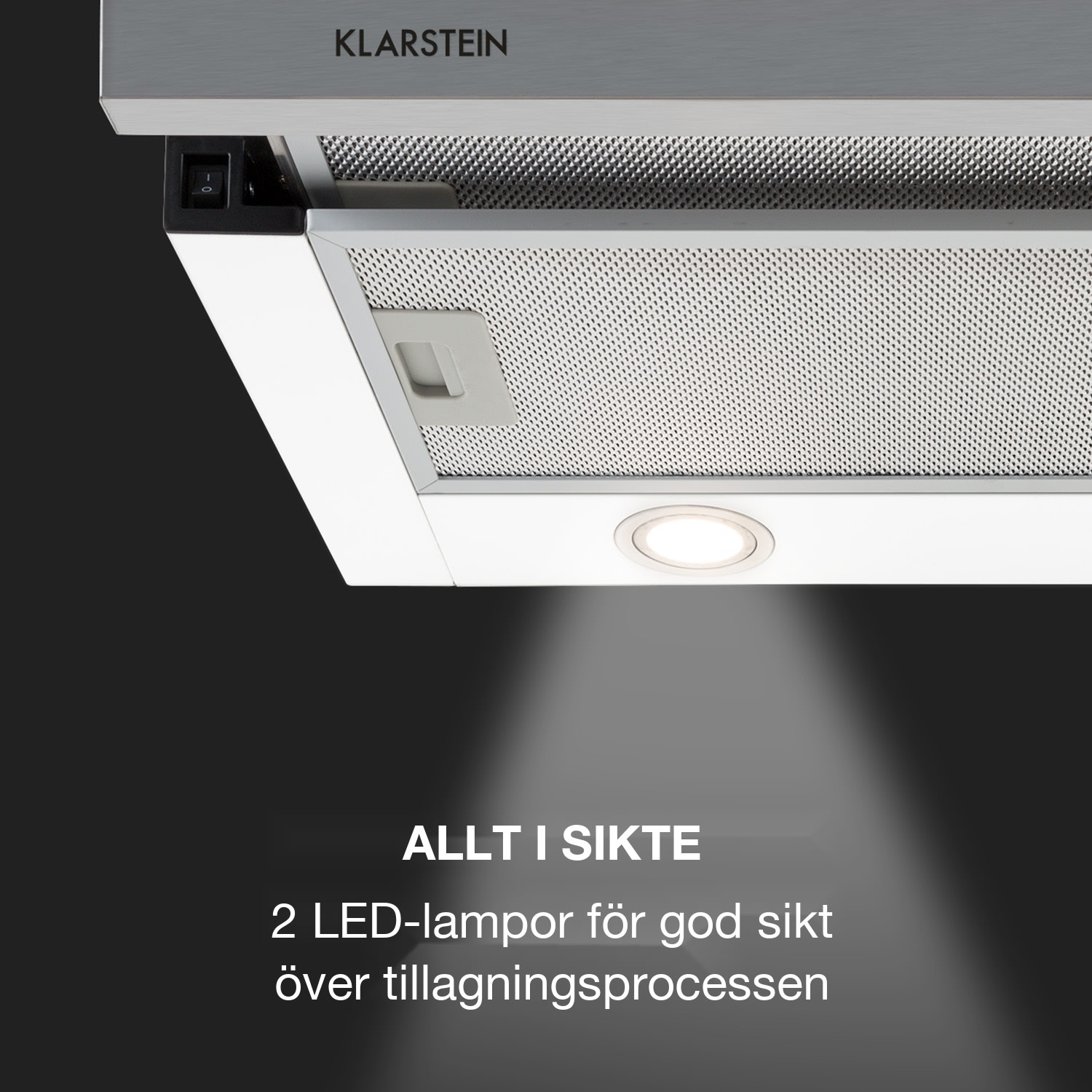 Mariana 60 platt skärm-spisfläkt 500 m³/h frånluft LED vit 
