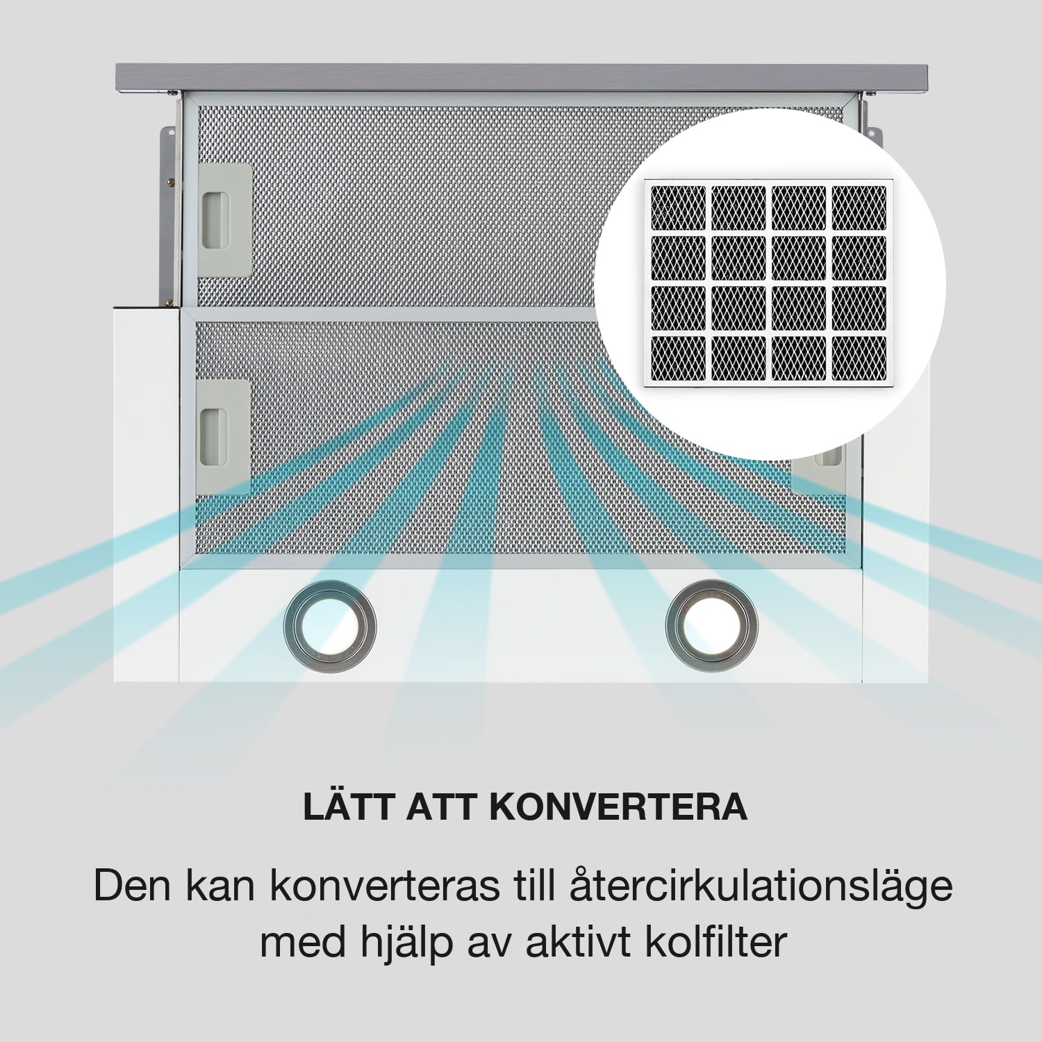 Mariana 60 platt skärm-spisfläkt 500 m³/h frånluft LED vit 