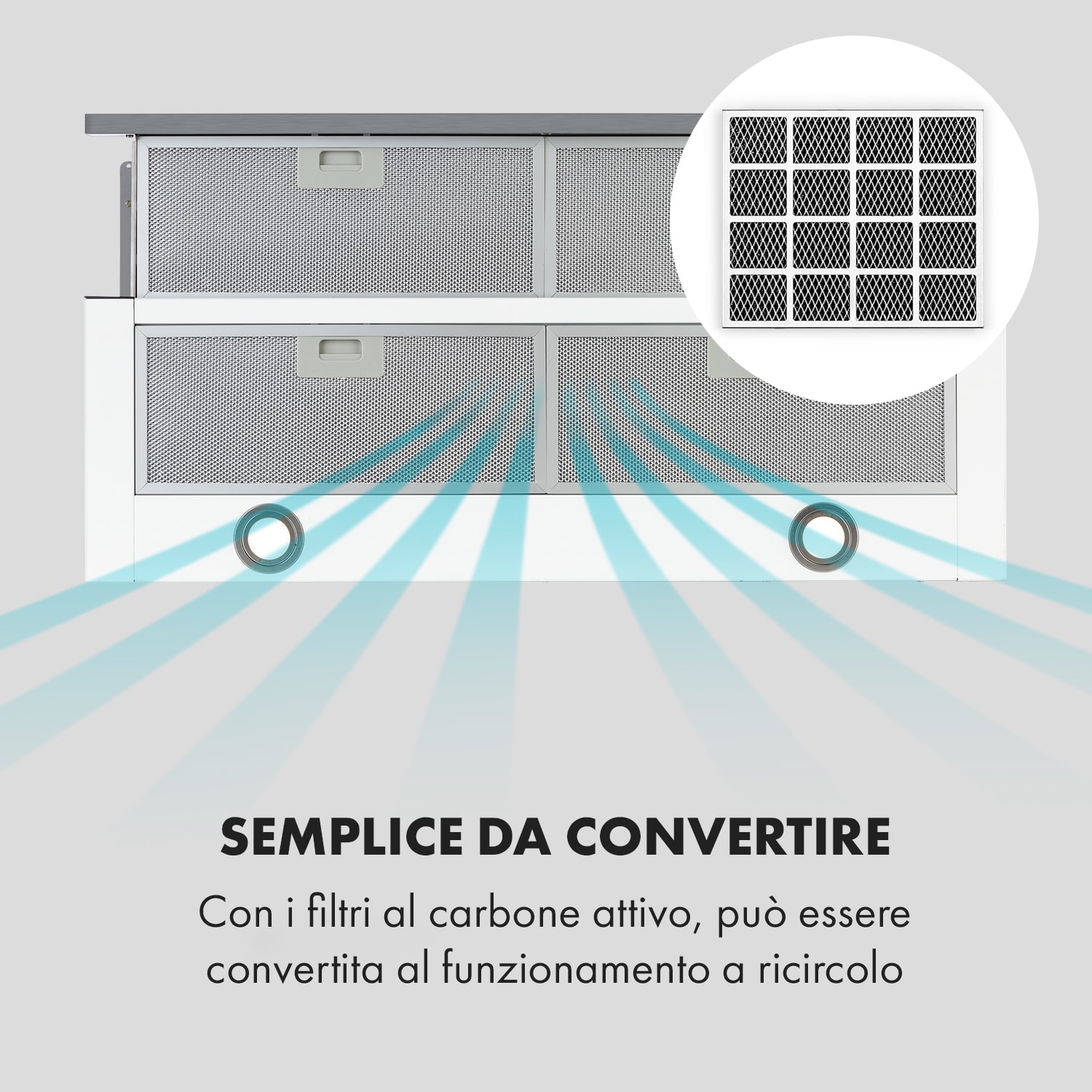 Mariana 90 Cappa a Schermo Piatto 500 m³/h di Scarico LED bianco 