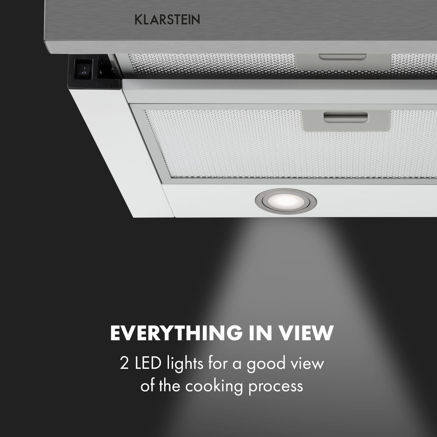 Mariana 90 vlakscherm afzuigkap 500 m³/h afvoer led wit 90 cm | Wit