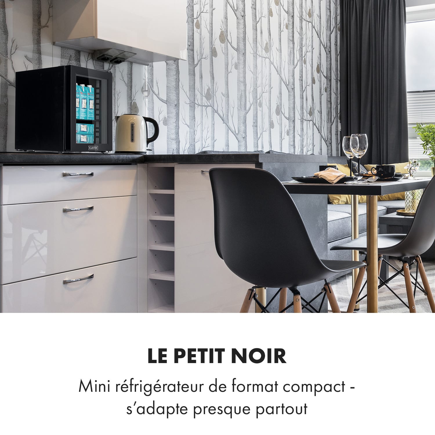 MilkySafe réfrigérateur à boissons A+ 1 grille métallique porte vitrée noir 