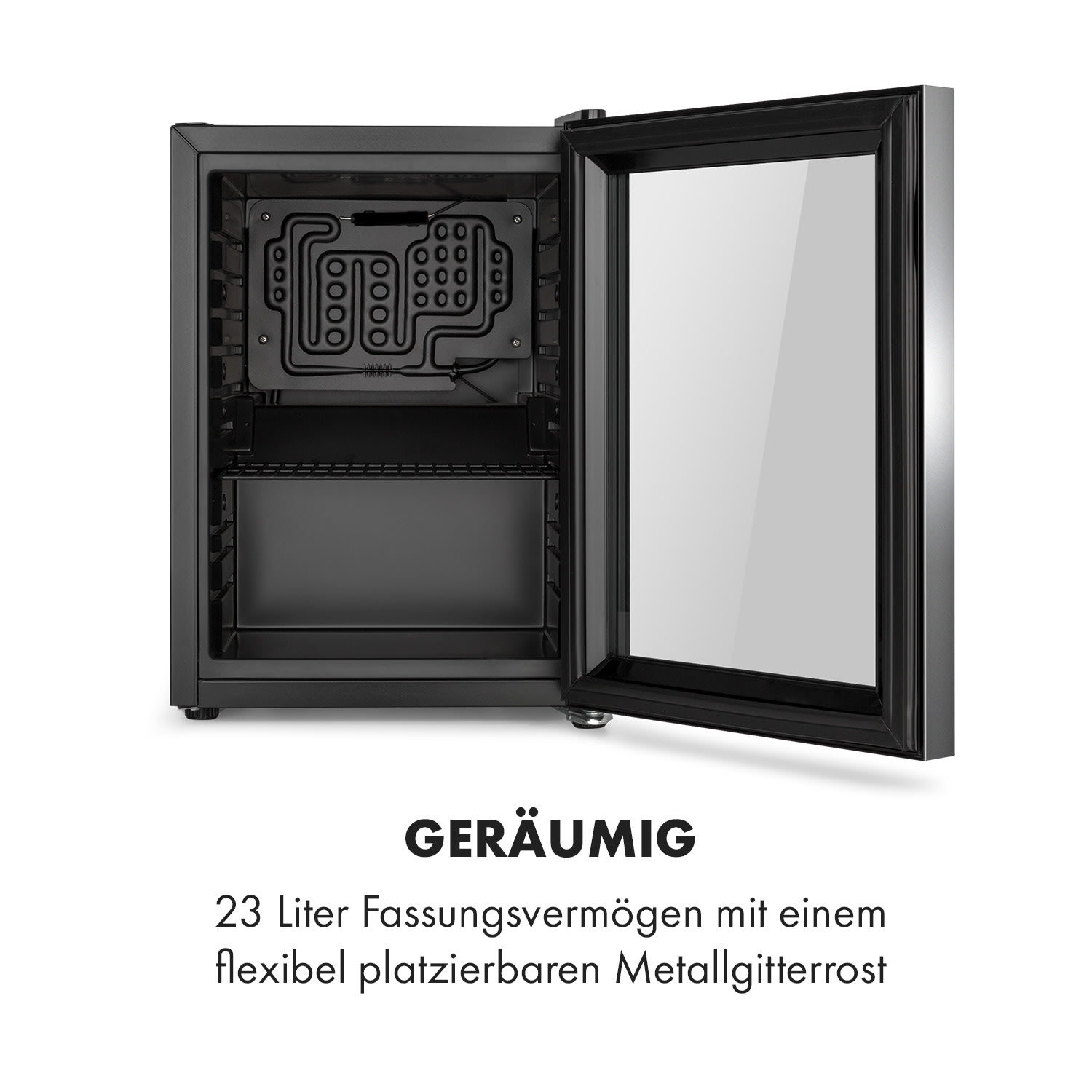 Harlem Getränkekühlschrank 23 Liter 1 Metallrost Glastür 