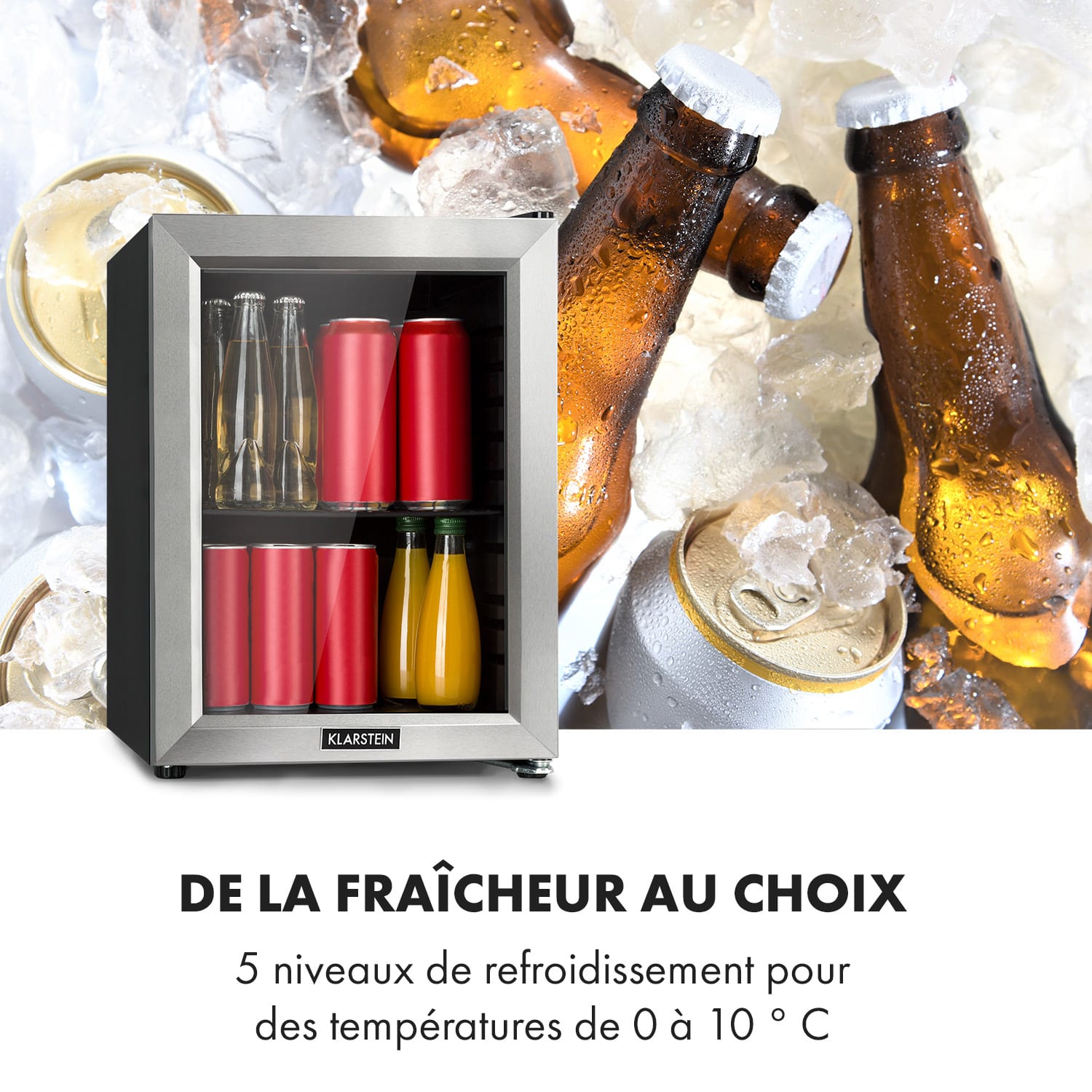 Harlem réfrigérateur à boissons A+ 1 grille métallique porte vitrée noir 