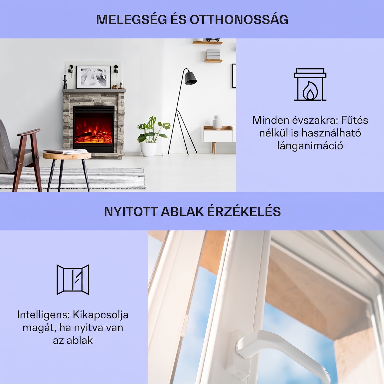 Lienz, elektromos kandalló, 1800 W, kő hatás, távirányító, világosszürke Világosszürke | Világosszürke