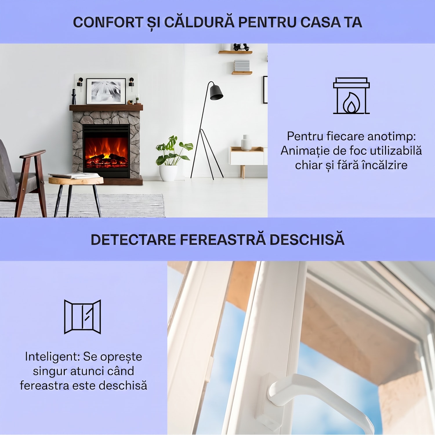 Lienz, șemineu electric, 1800 W, aspect de piatră, cu telecomandă, maro Gri deschis | Maro Inchis