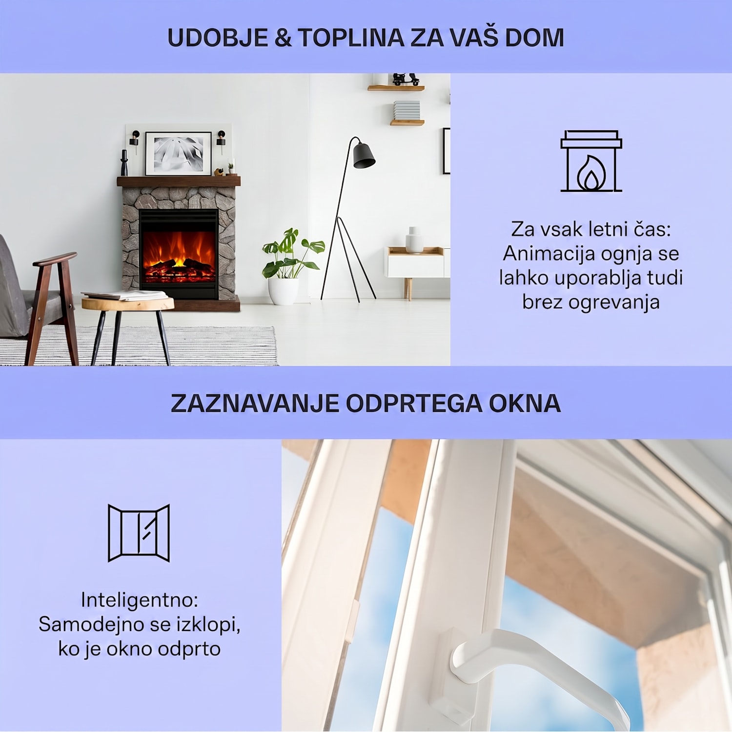 Lienz, električni kamin, 1800 W, videz kamna, daljinski upravljalnik, rjava barva 