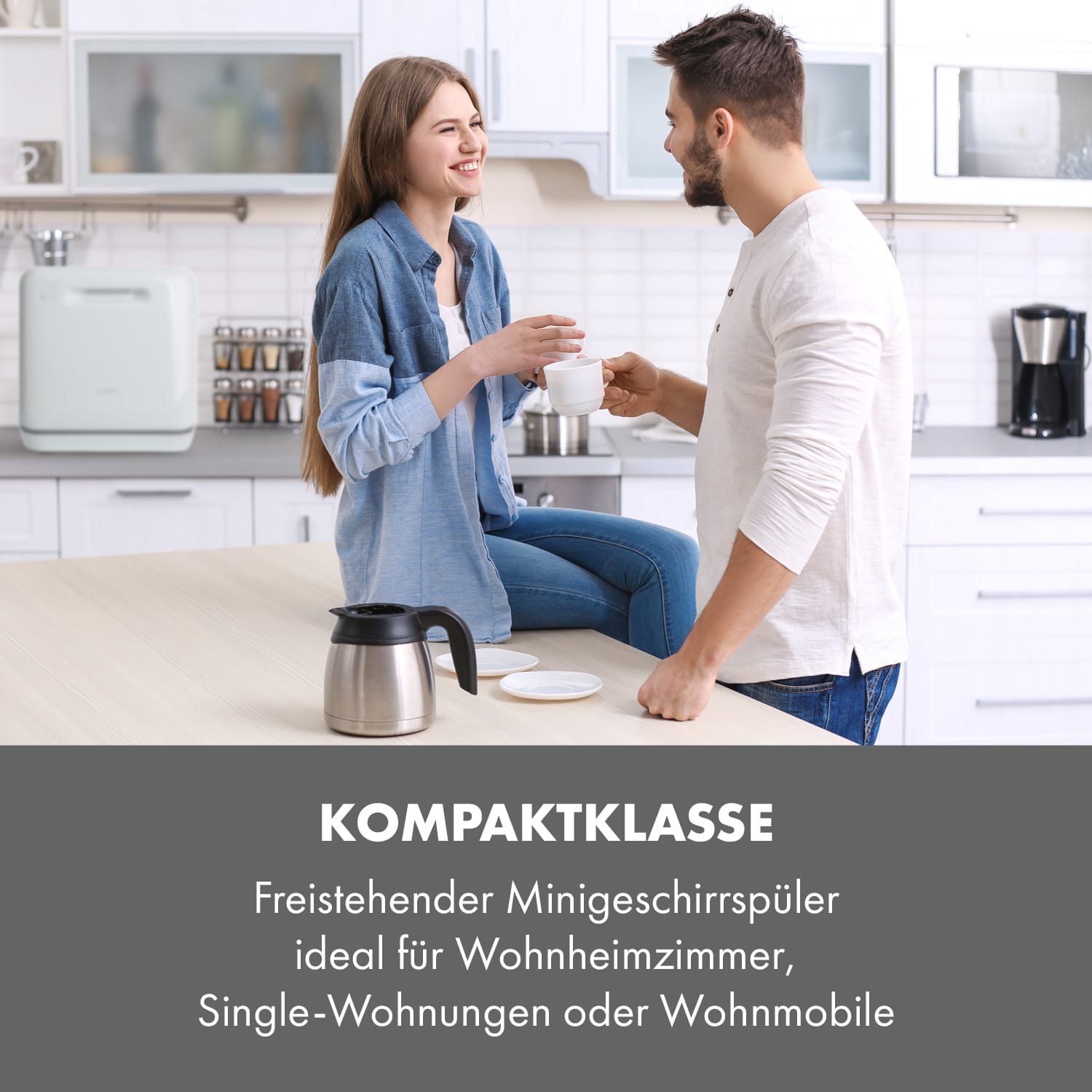 Aquatica Geschirrspüler freistehend installationsfrei 2 Gedecke 860W 