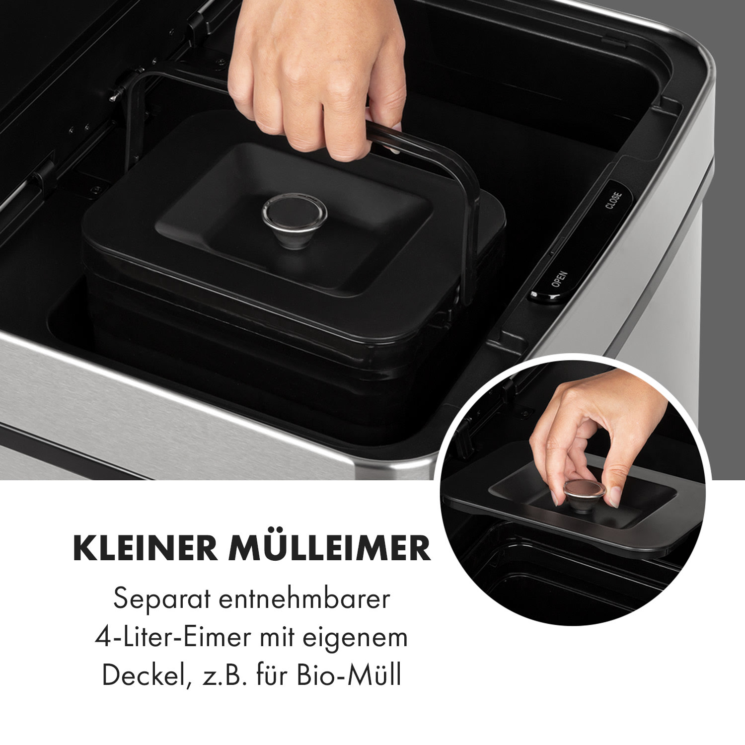 Touchless Müllsammler Sensor 72L 4 Behälter ABS PP Edelstahl gebürstet Silber-Metallic