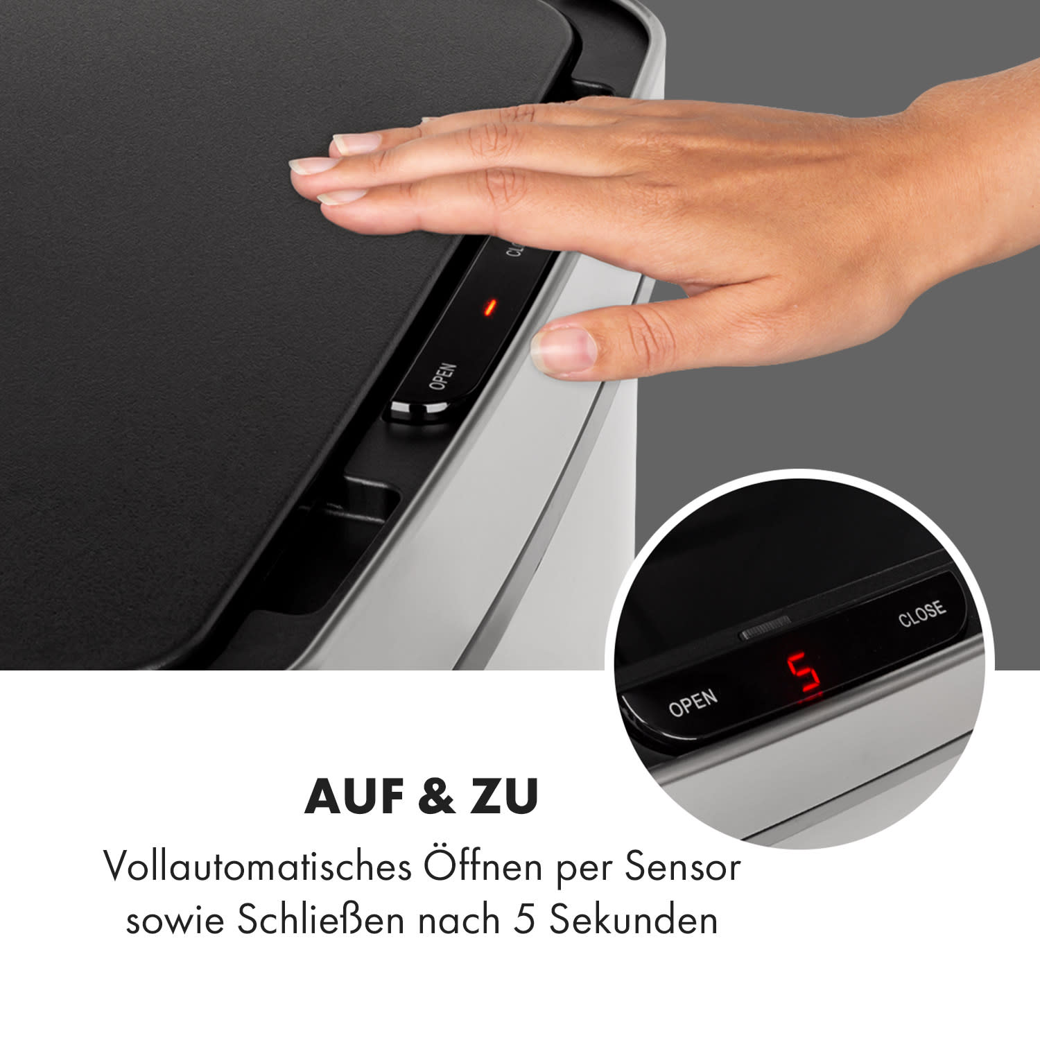 Touchless Müllsammler Sensor 72L 4 Behälter ABS PP Edelstahl gebürstet Silber-Metallic