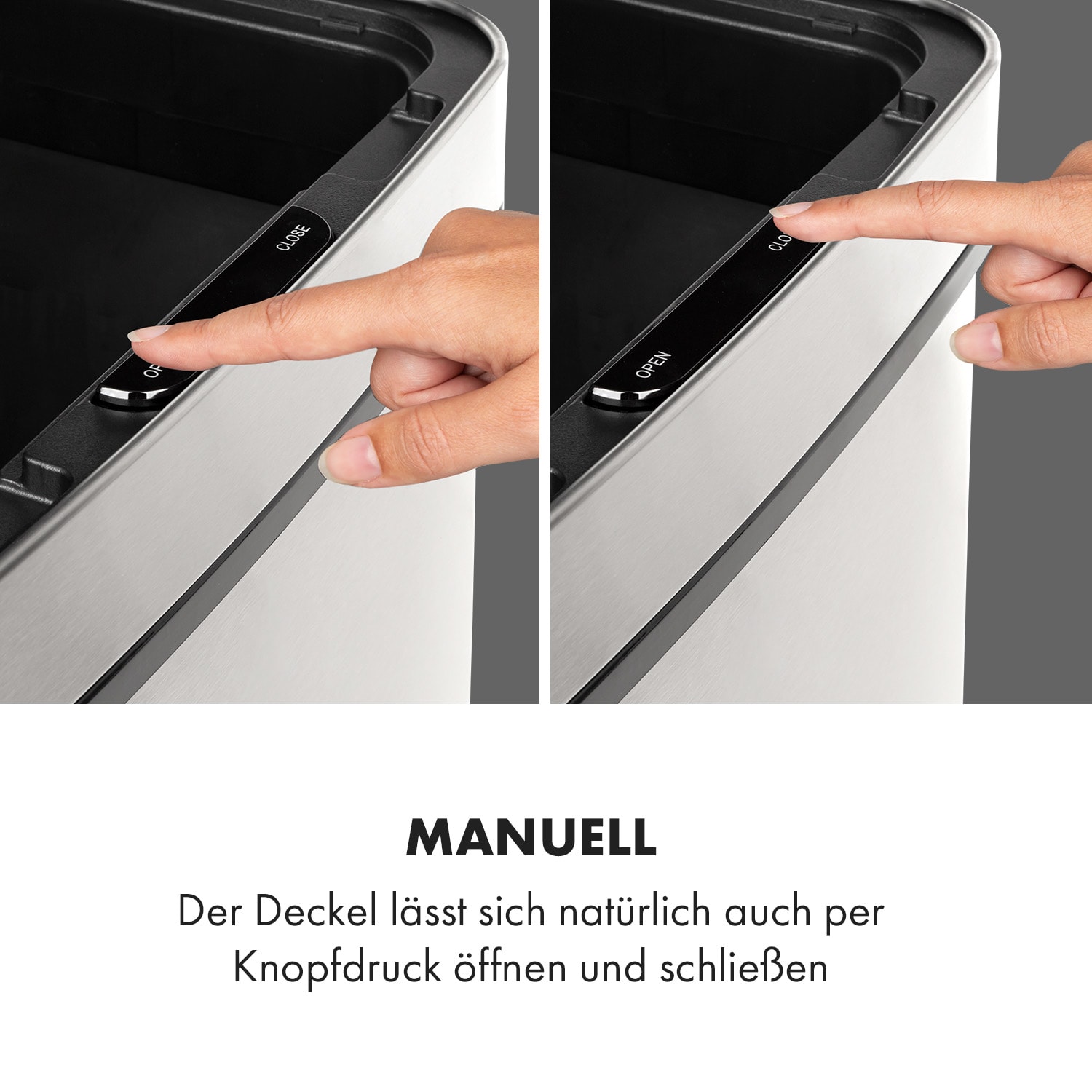 Touchless Müllsammler Sensor 72L 4 Behälter ABS PP Edelstahl gebürstet Silber-Metallic