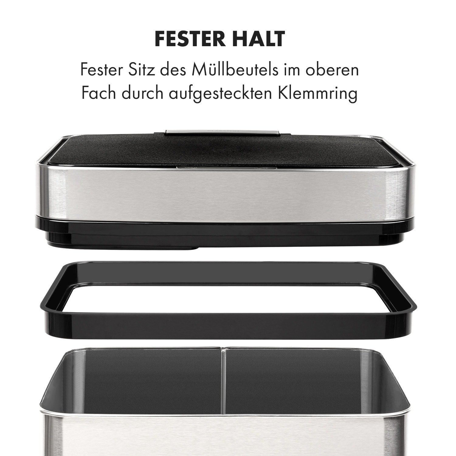 Touchless Müllsammler Sensor 72L 4 Behälter ABS PP Edelstahl gebürstet Silber-Metallic