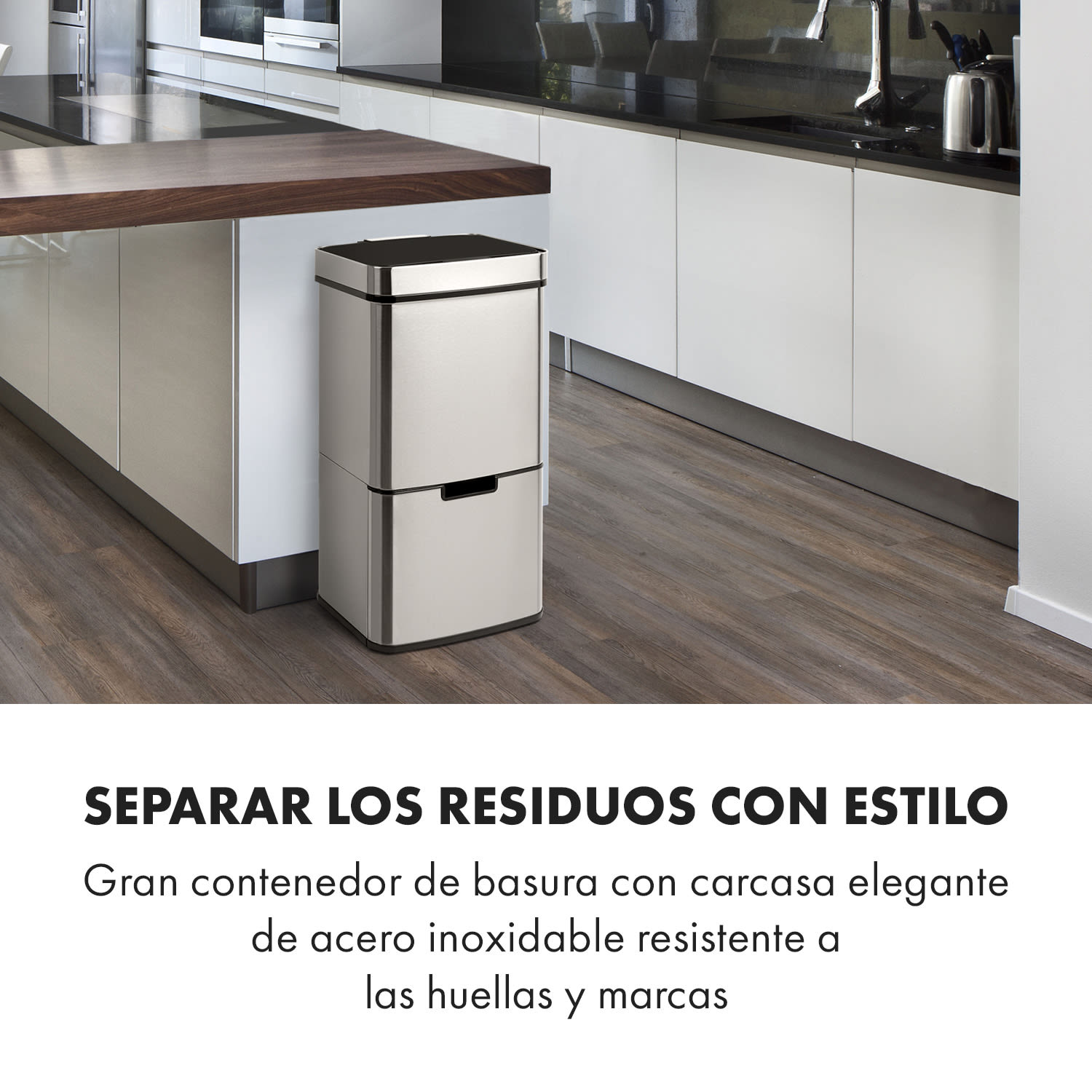 Touchless Cubo de basura con sensor de 72 L 4 compartimentos ABS PP Acero inoxidable Plata Metálica