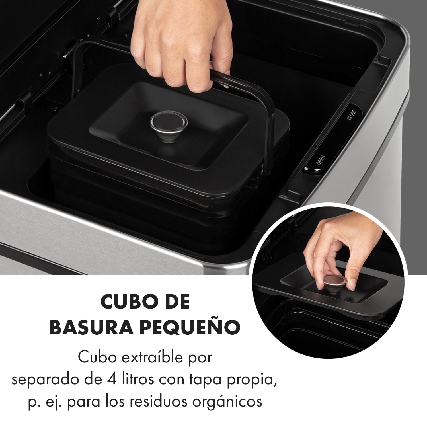 Touchless Cubo de basura con sensor de 72 L 4 compartimentos ABS PP Acero inoxidable Plata Metálica