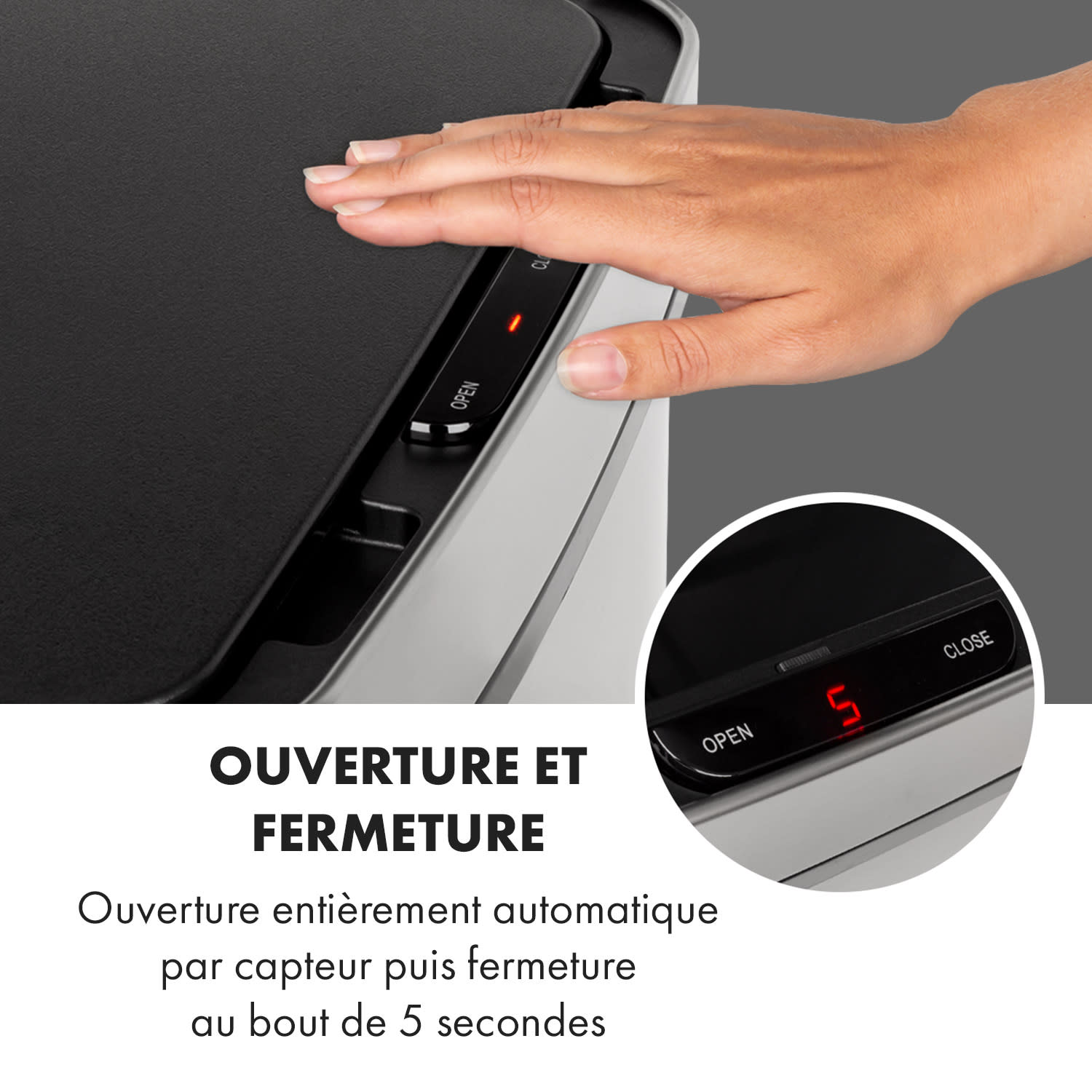 Touchless Poubelle avec capteur 72 litres 4 bacs ABS PP & inox Argent Métallisé