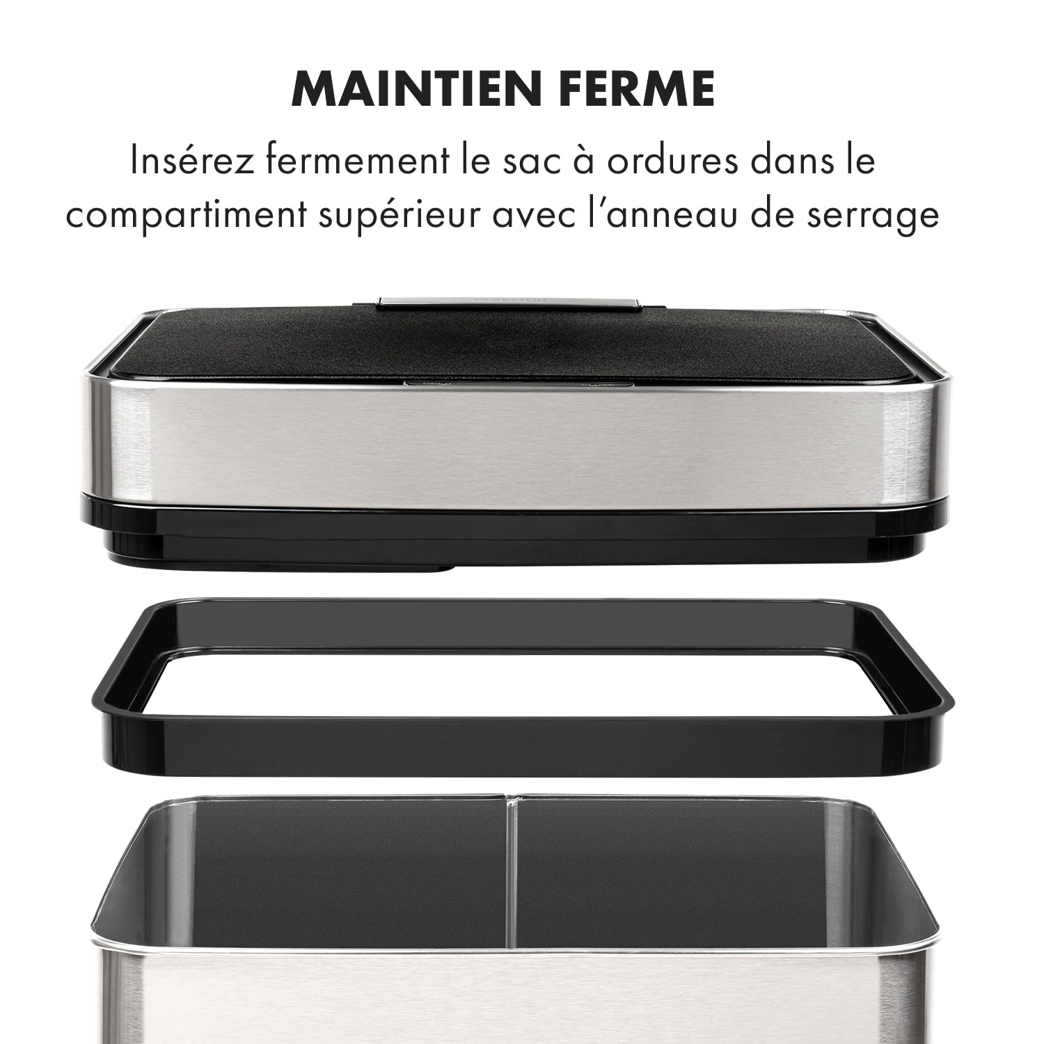 Touchless vuilverzamelaar sensor 72L 4 containers ABS/ PP/ rvs Zilver Metallic