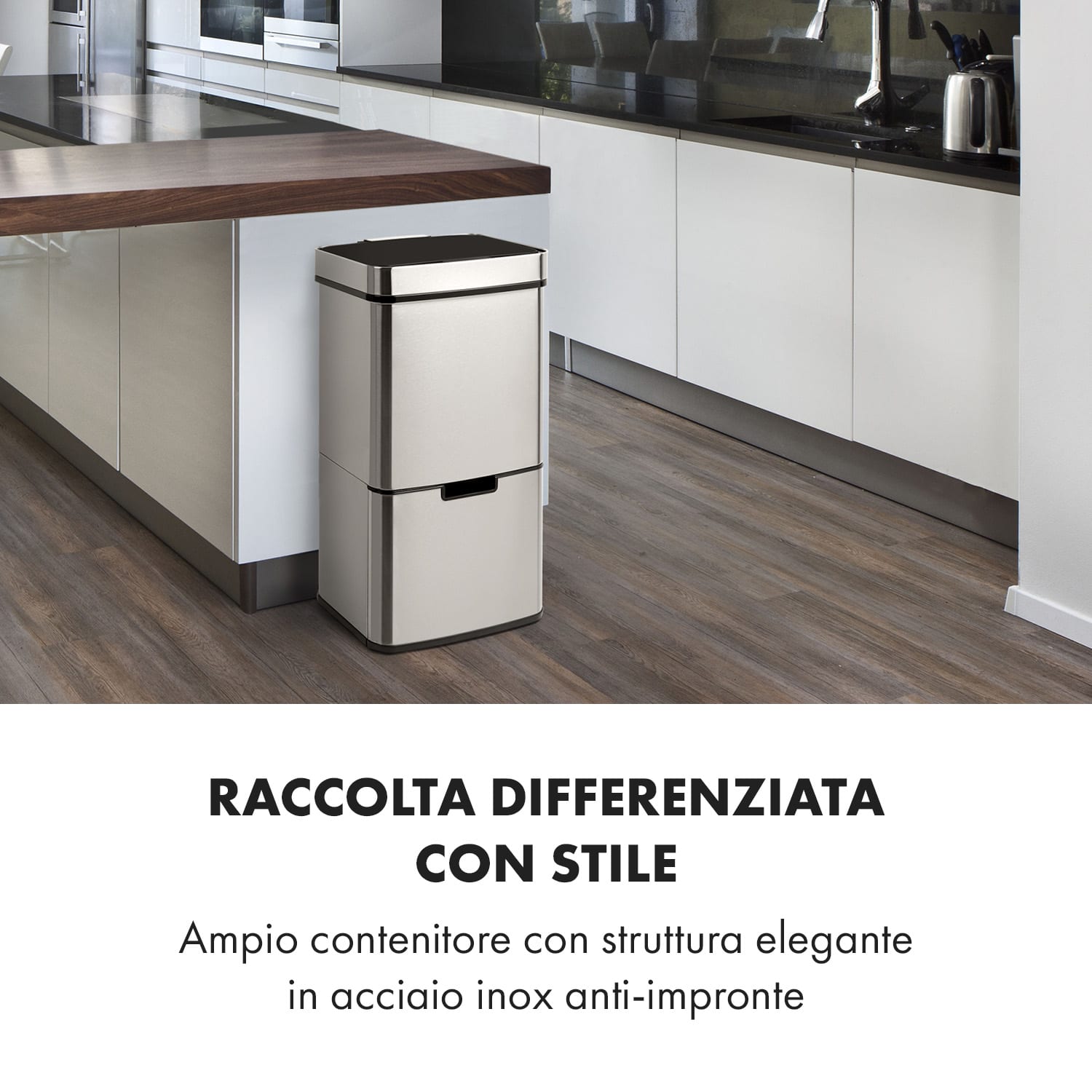 Touchless raccoglitore di rifiuti sensore 72L 4 contenitori ABS / PP / acciaio inox Argento metallizzato