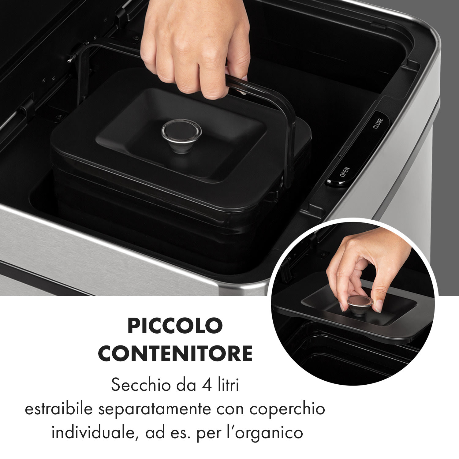 Touchless raccoglitore di rifiuti sensore 72L 4 contenitori ABS / PP / acciaio inox Argento metallizzato