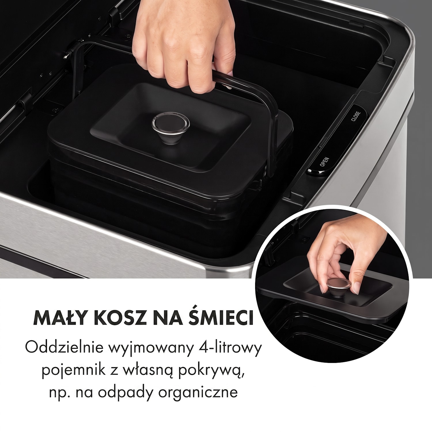 Touchless, kosz na śmieci, czujnik, 72 l, 4 pojemniki, ABS / PP / stal nierdzewna Srebrny Metal