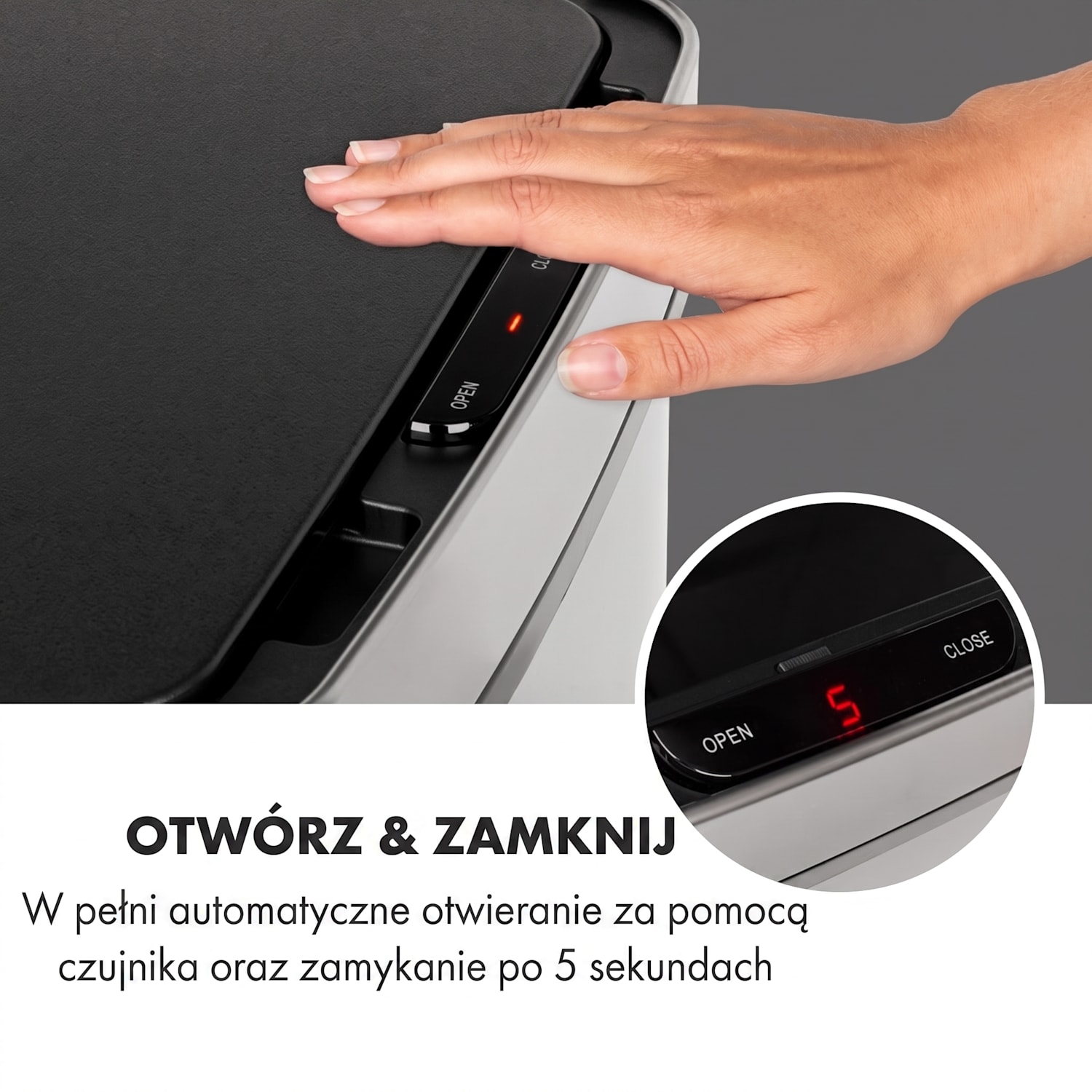 Touchless, kosz na śmieci, czujnik, 72 l, 4 pojemniki, ABS / PP / stal nierdzewna Srebrny Metal