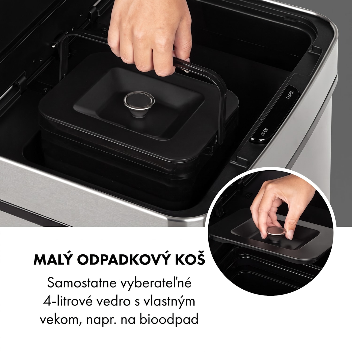 Touchless, odpadkový kôš, senzor, 72 l, 4 nádoby, ABS/PP/ušľachtilá oceľ Strieborná metalíza