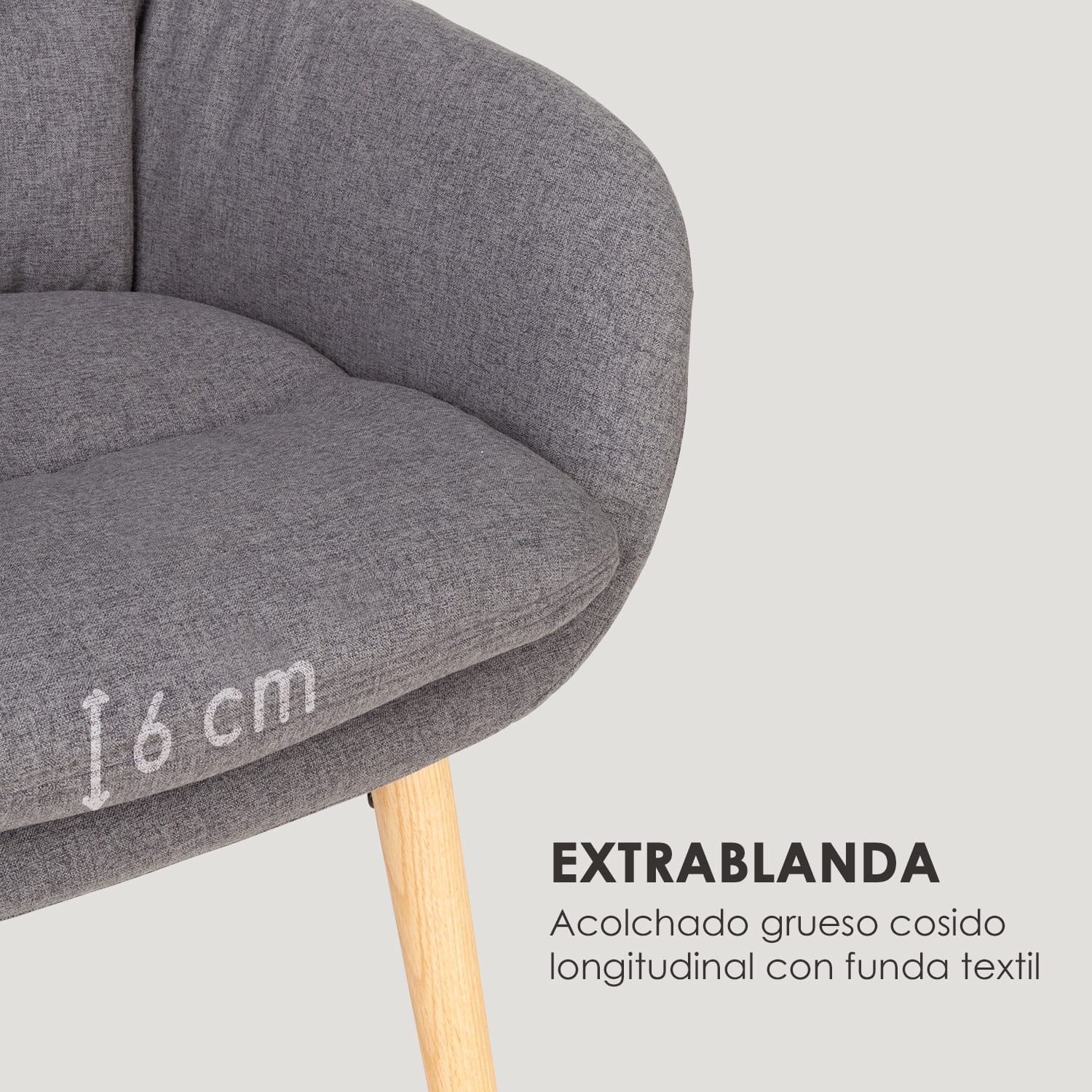 Doug Silla tapizada Relleno de espuma Poliéster Patas de madera Marengo