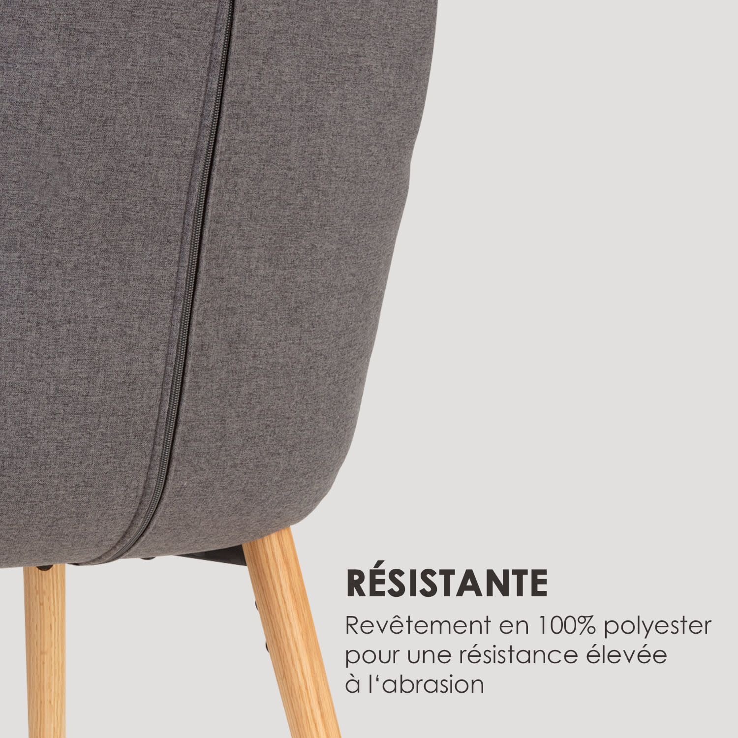 Doug Chaise rembourrée mousse pieds en bois polyester gris foncé 