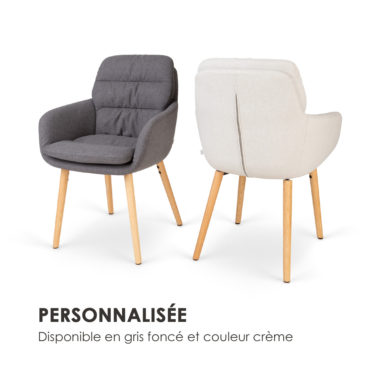 Doug Chaise rembourrée mousse pieds en bois polyester gris foncé 