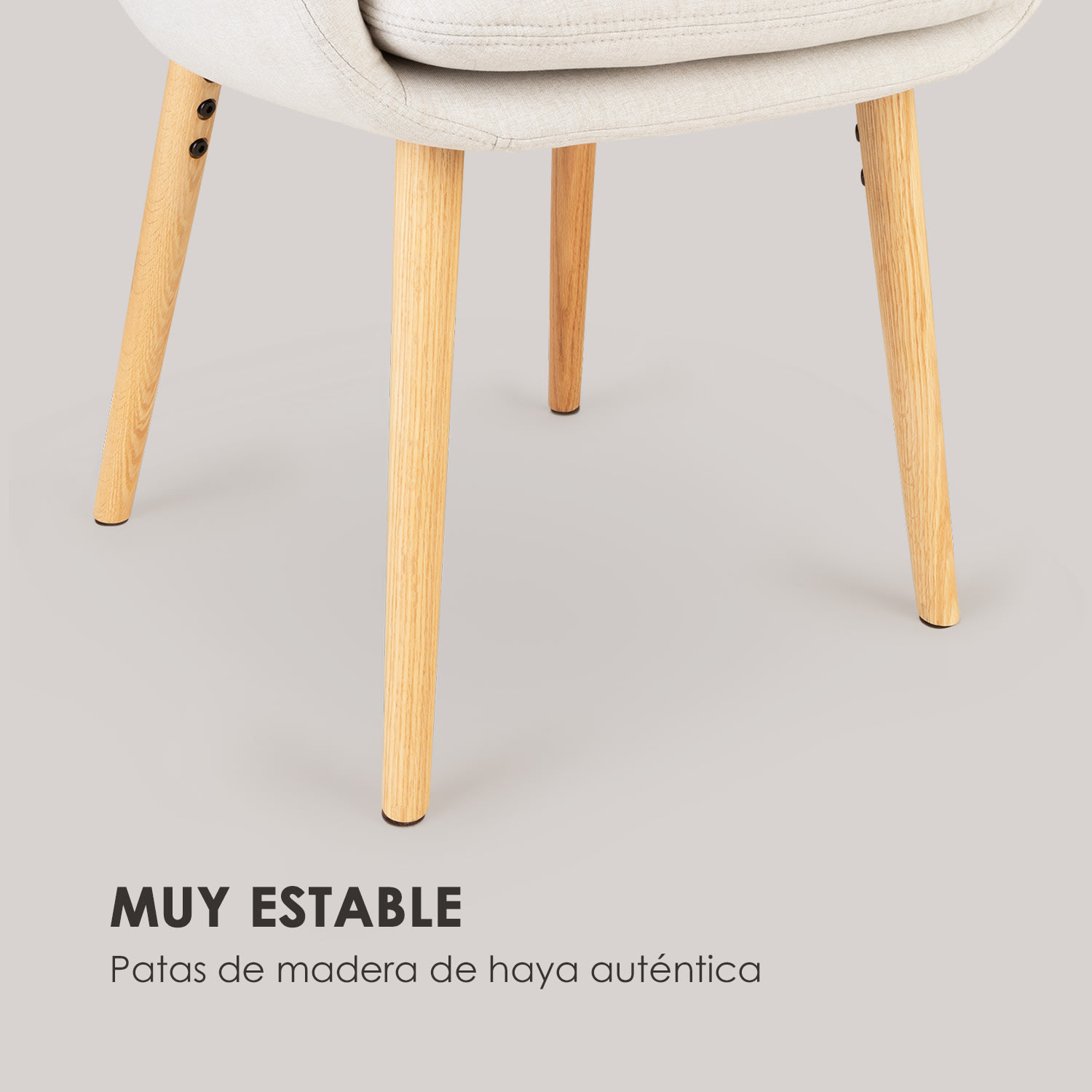 Doug Silla tapizada Relleno de espuma 100 % poliéster Patas de madera Crema Crema