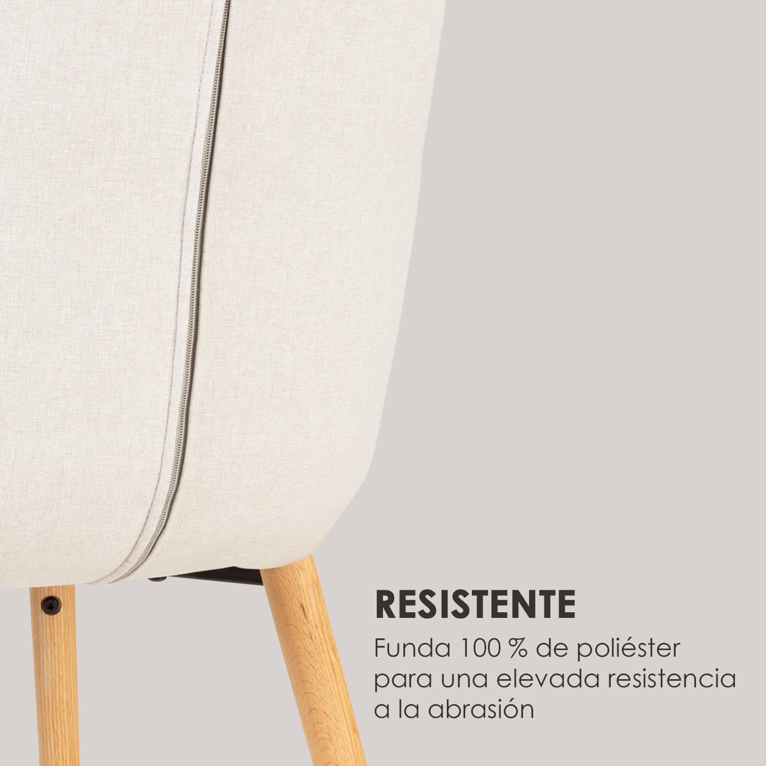 Doug Silla tapizada Relleno de espuma 100 % poliéster Patas de madera Crema Crema