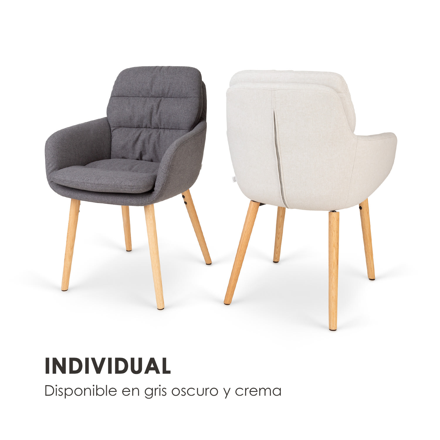 Doug Silla tapizada Relleno de espuma 100 % poliéster Patas de madera Crema Crema