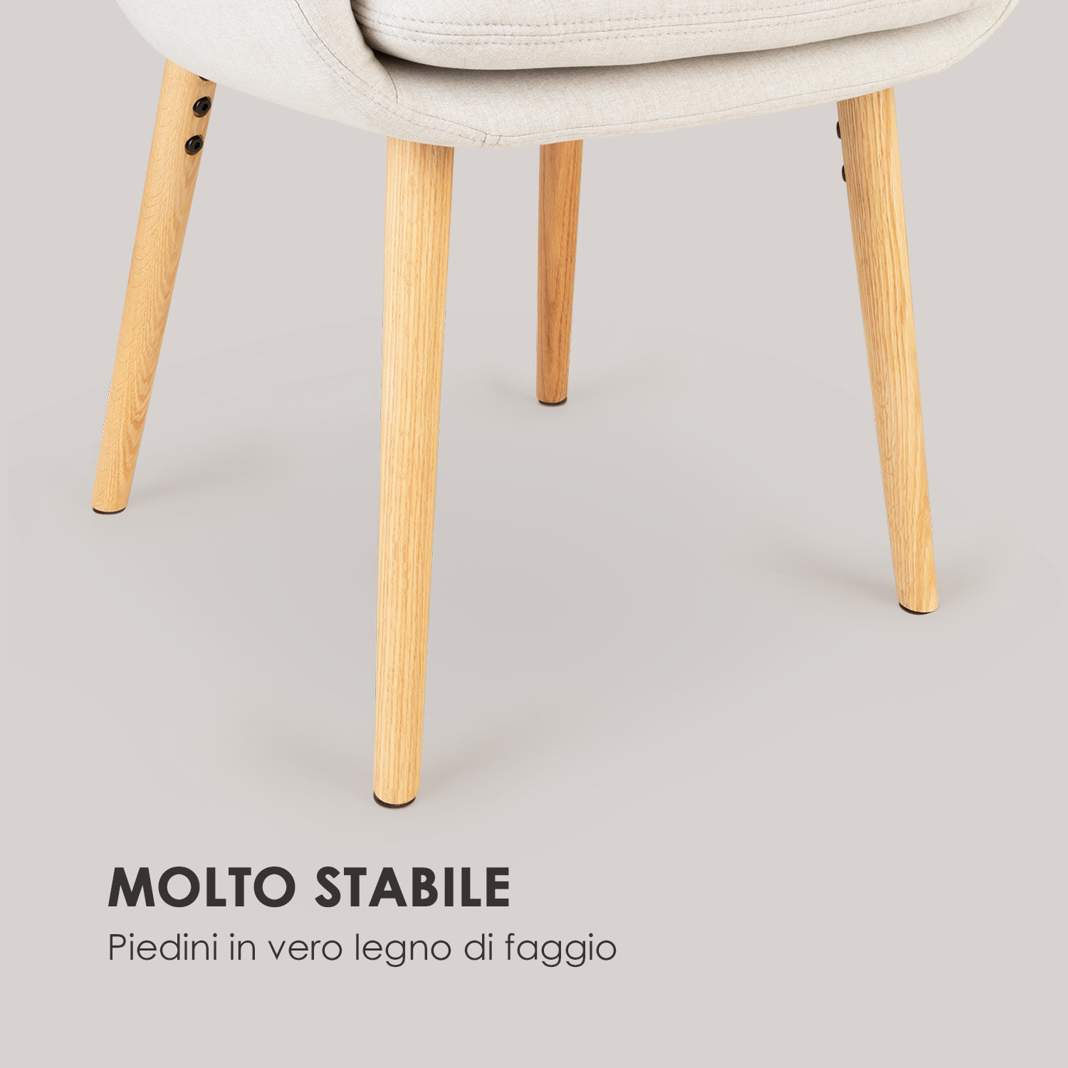 Doug sedia imbottita - imbottitura in poliuretano espanso - 100% poliestere - gambe di legno - crema Crema