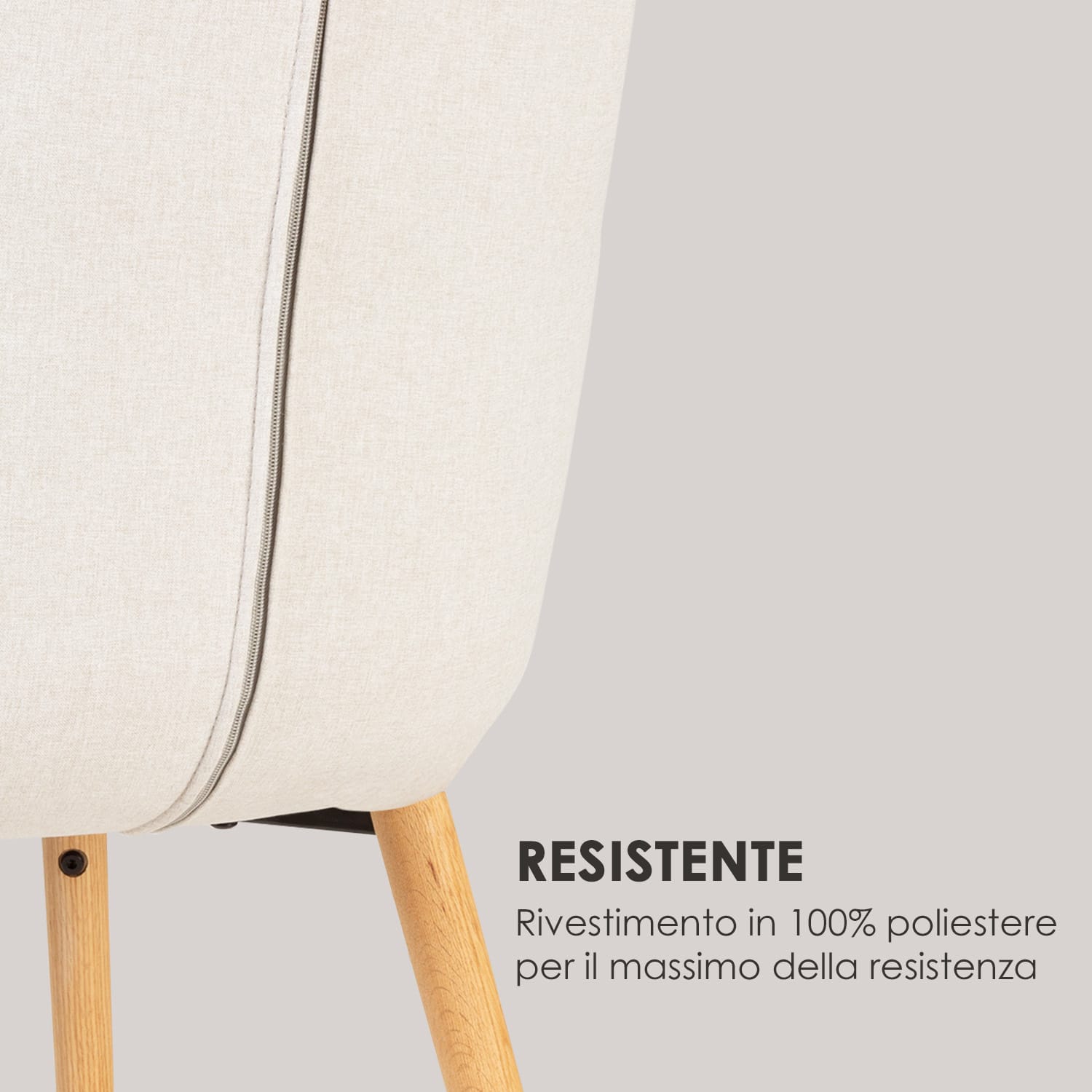 Doug sedia imbottita - imbottitura in poliuretano espanso - 100% poliestere - gambe di legno - crema Crema