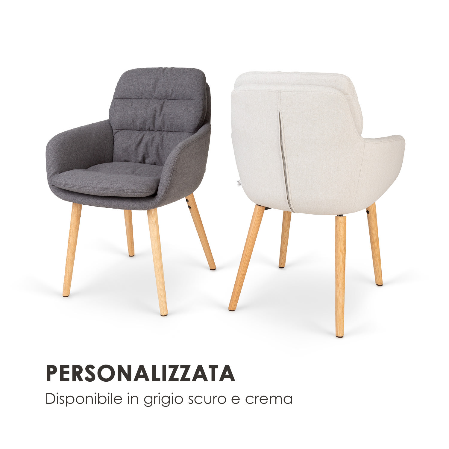 Doug sedia imbottita - imbottitura in poliuretano espanso - 100% poliestere - gambe di legno - crema Crema