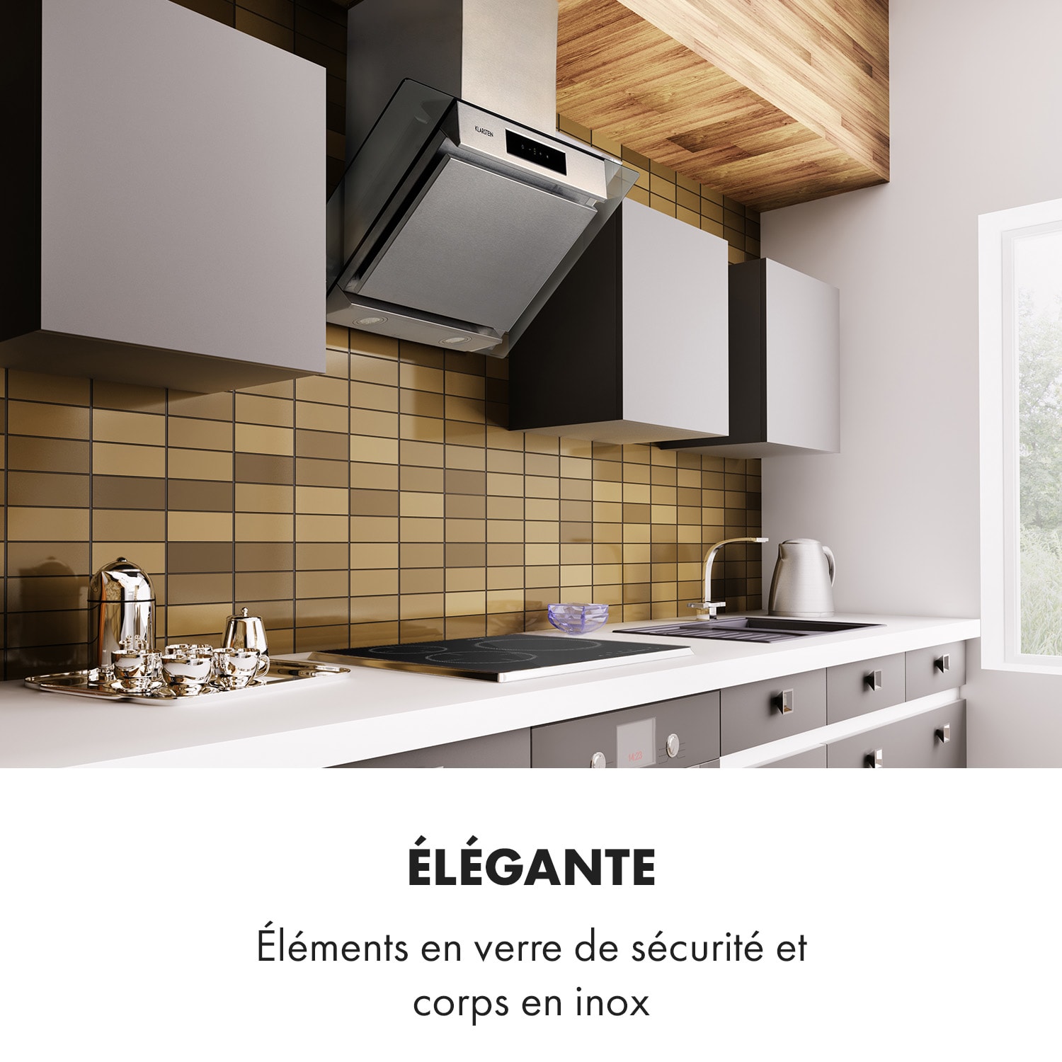 Balzac 80 Hotte aspirante tête libre 80cm 190W 610 m³/h B inox & verre 80 cm