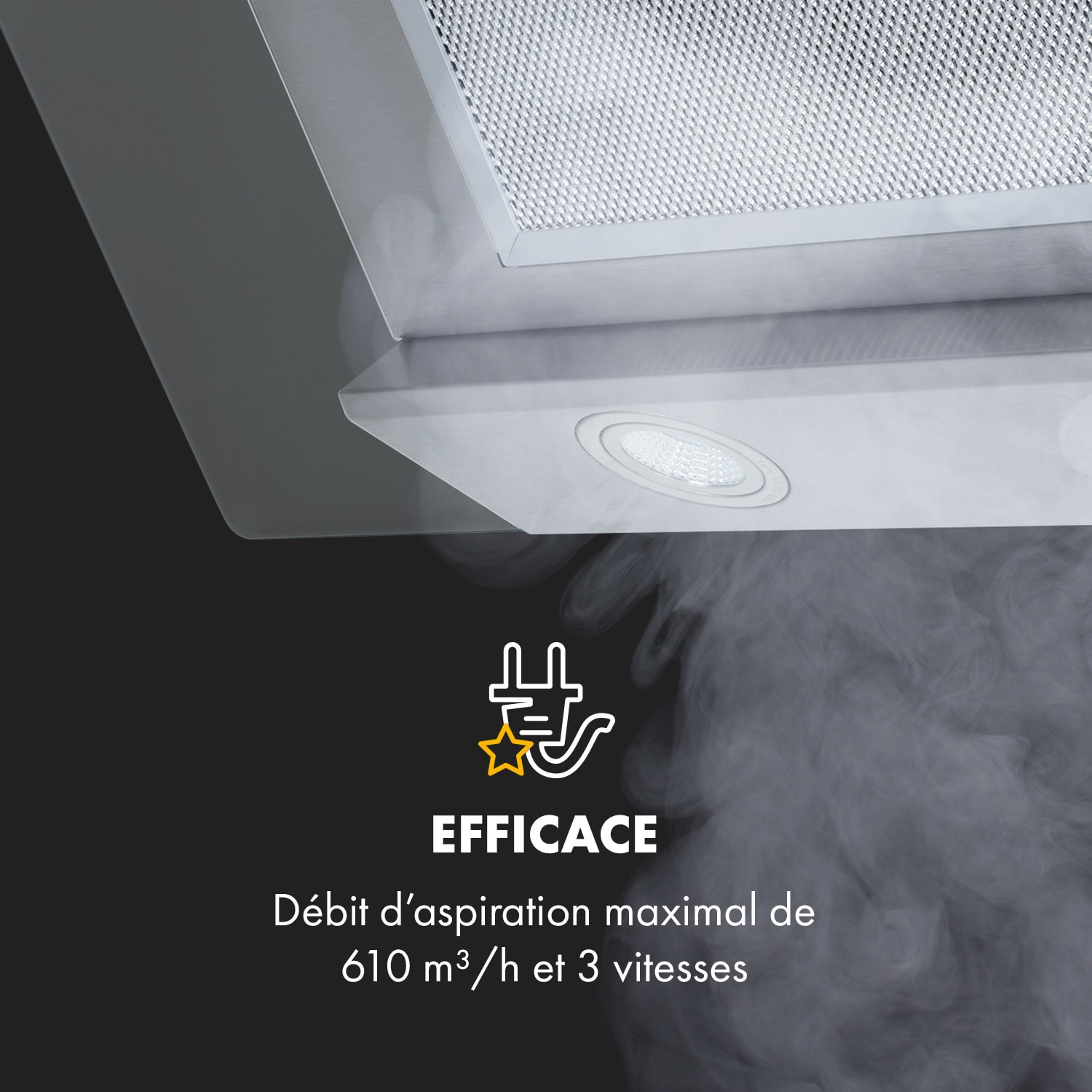 Balzac 80 Hotte aspirante tête libre 80cm 190W 610 m³/h B inox & verre 80 cm