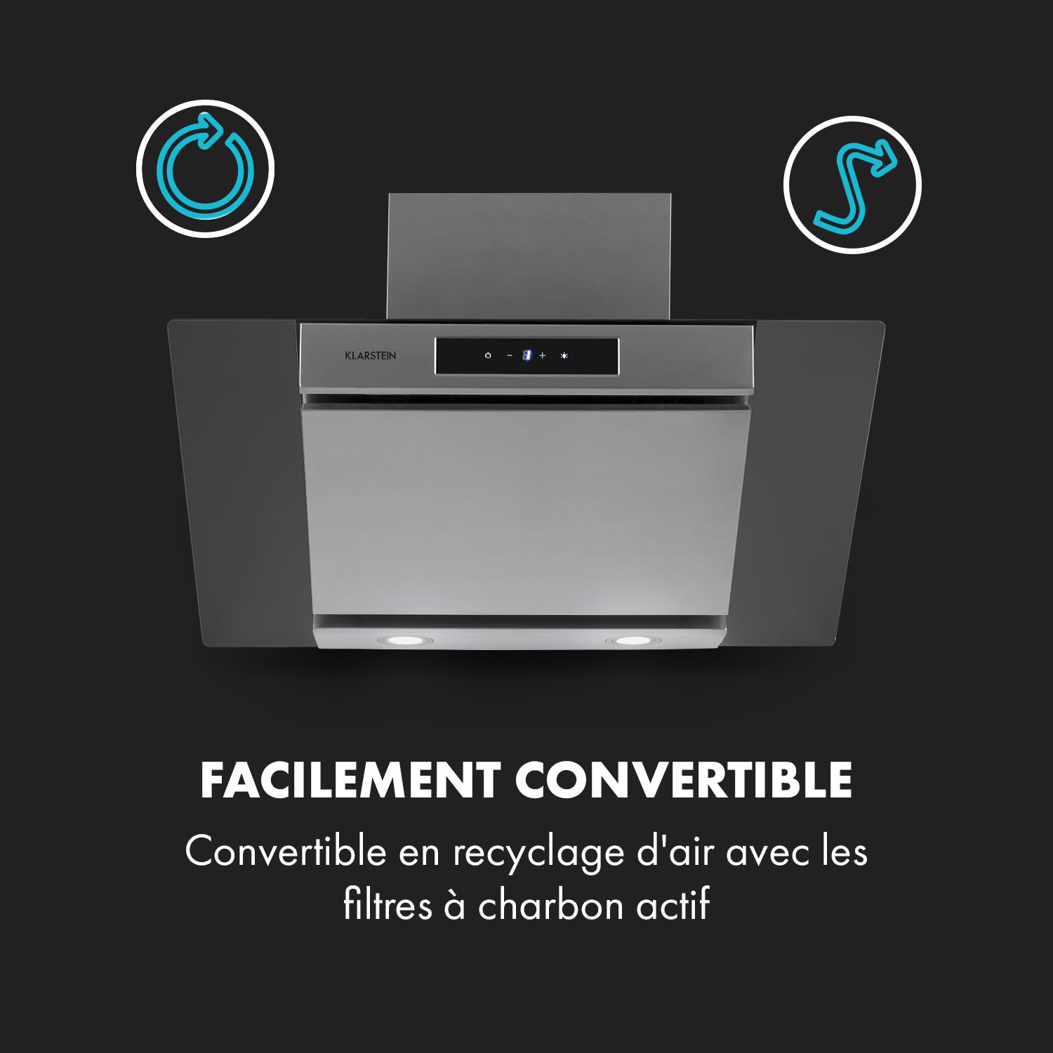 Balzac 80 Hotte aspirante tête libre 80cm 190W 610 m³/h B inox & verre 80 cm