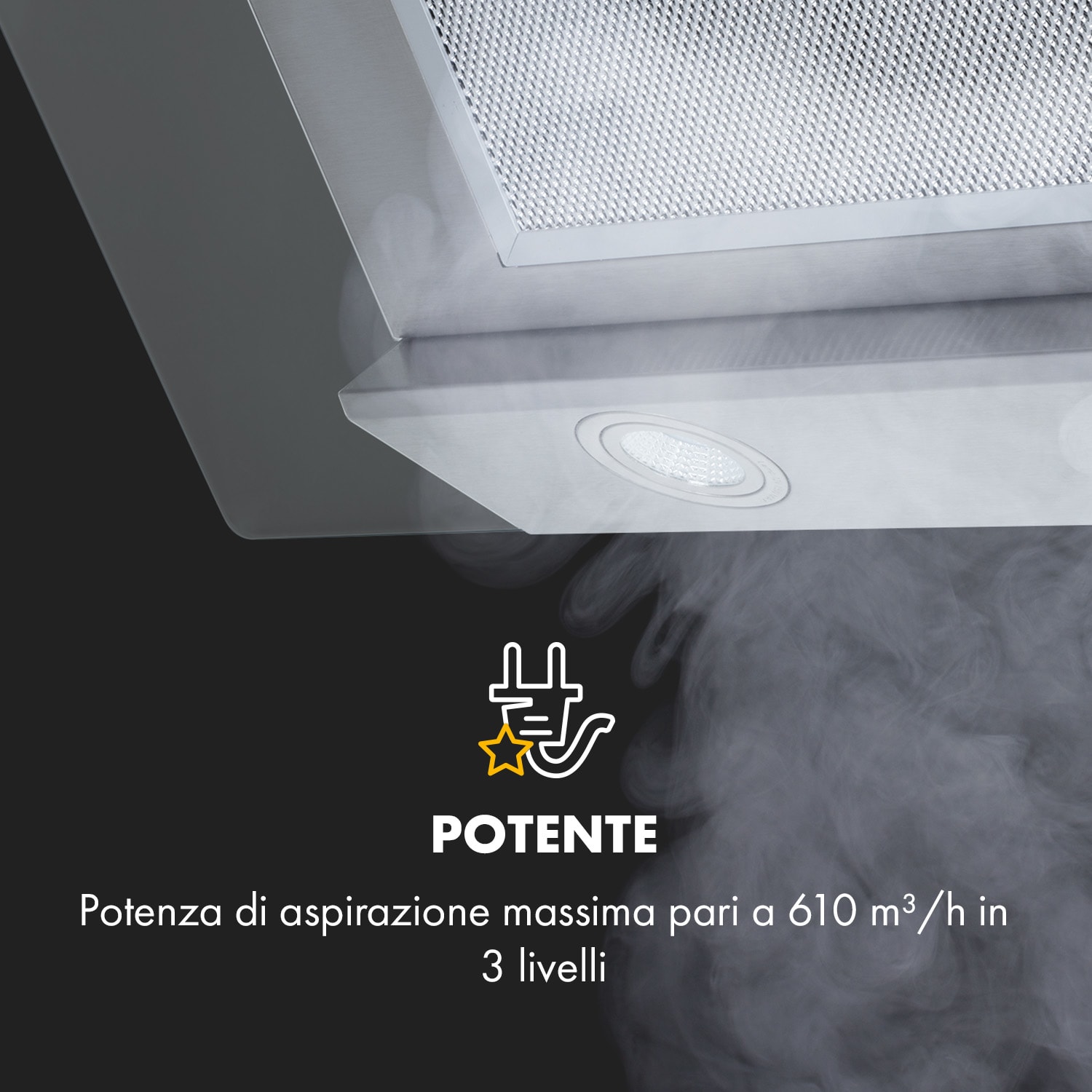 Balzac 80 cappa aspirante senza testa 80cm 190W 610m³/h acciaio inox / vetro 80 cm