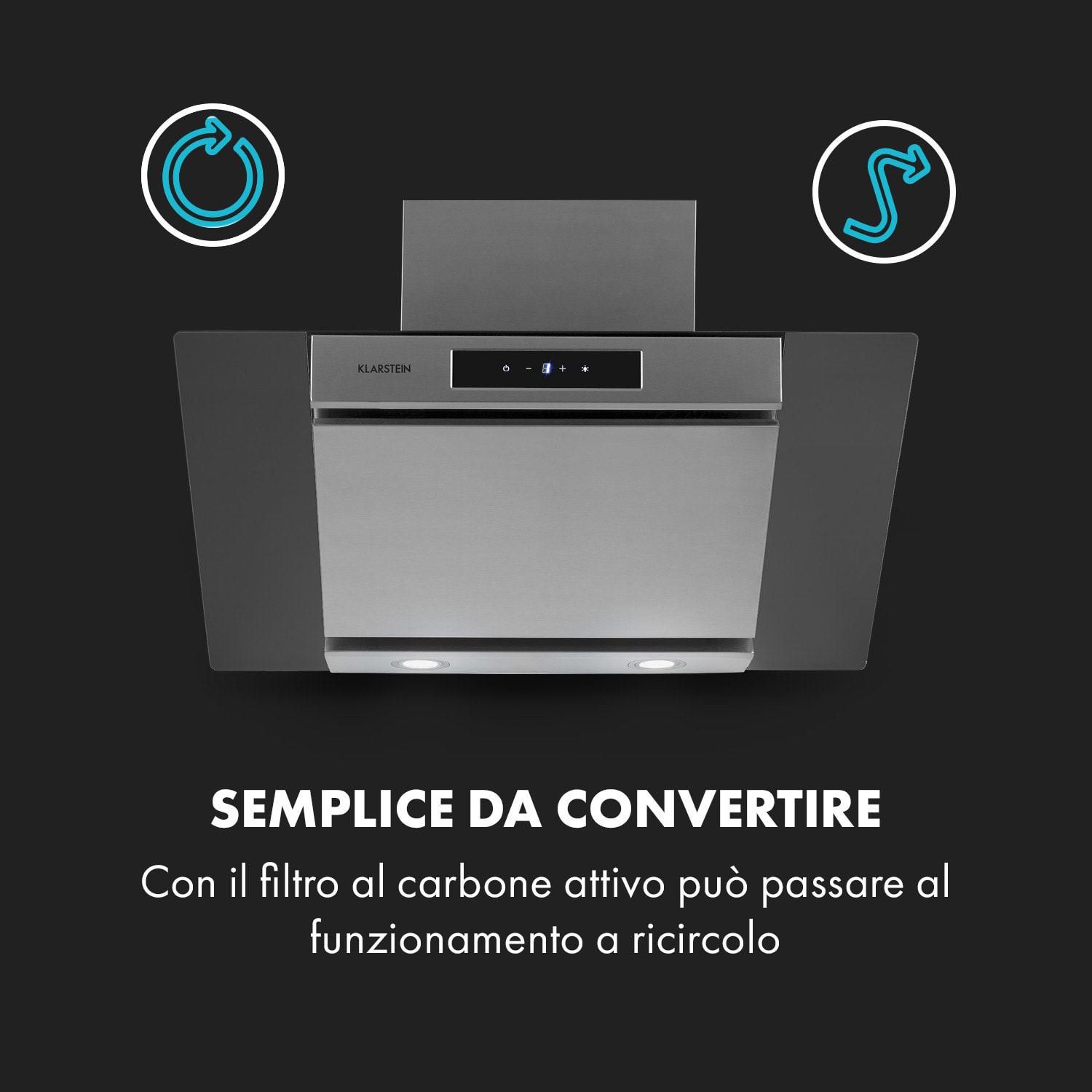 Balzac 80 cappa aspirante senza testa 80cm 190W 610m³/h acciaio inox / vetro 80 cm