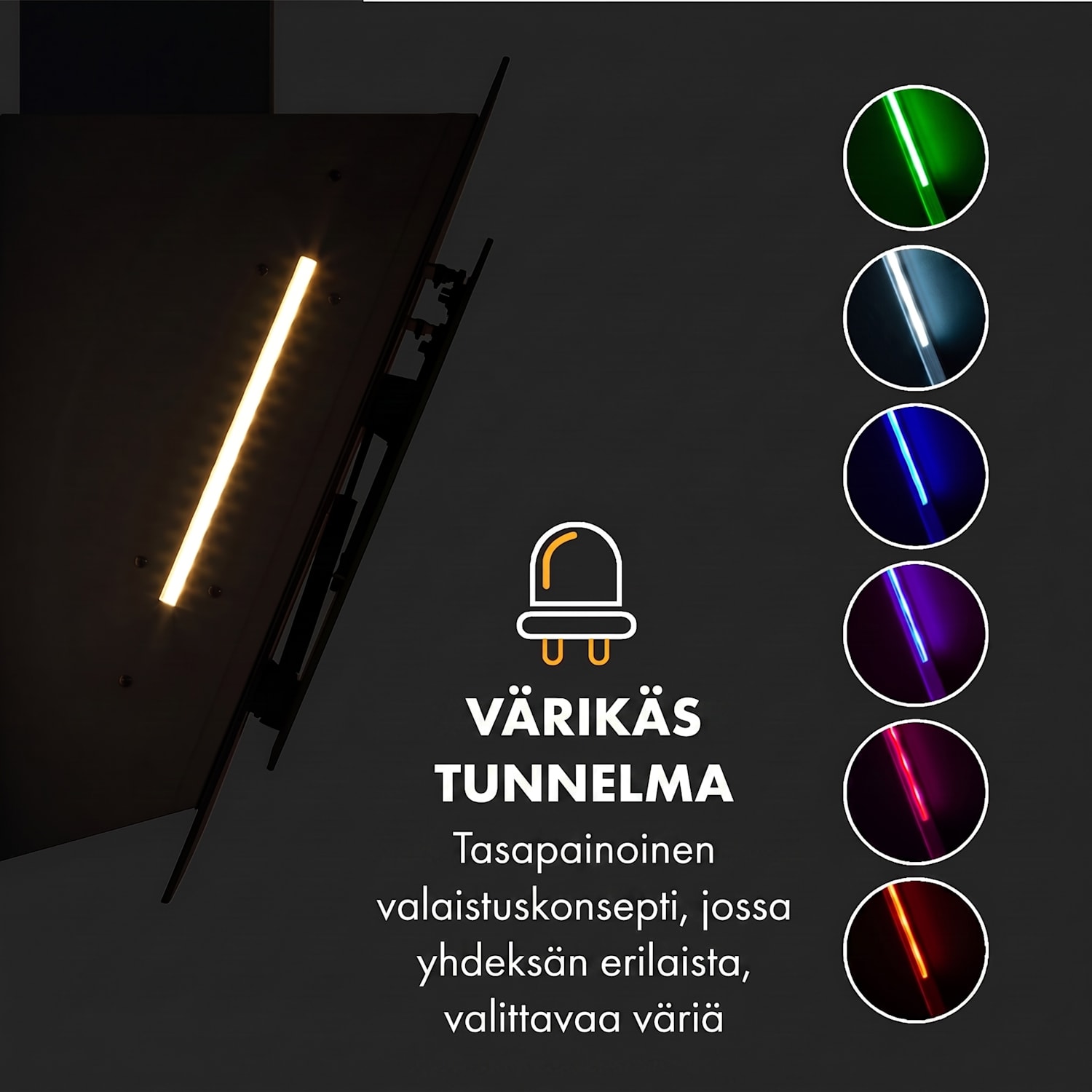 Mirage 60 -liesituuletin 671 m³/h kosketuskäyttöpaneeli tunnelmavalaistus energialuokka A++ valkoinen 60 cm | Valkoinen
