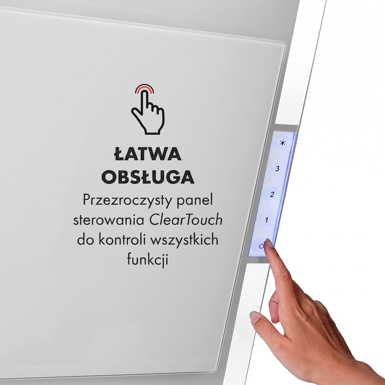 Mirage 60, okap kuchenny, wyciąg/pochłaniacz, 60 cm, 550 m³/h, panel dotykowy, klasa energetyczna A++, kolor biały 60 cm | Biały