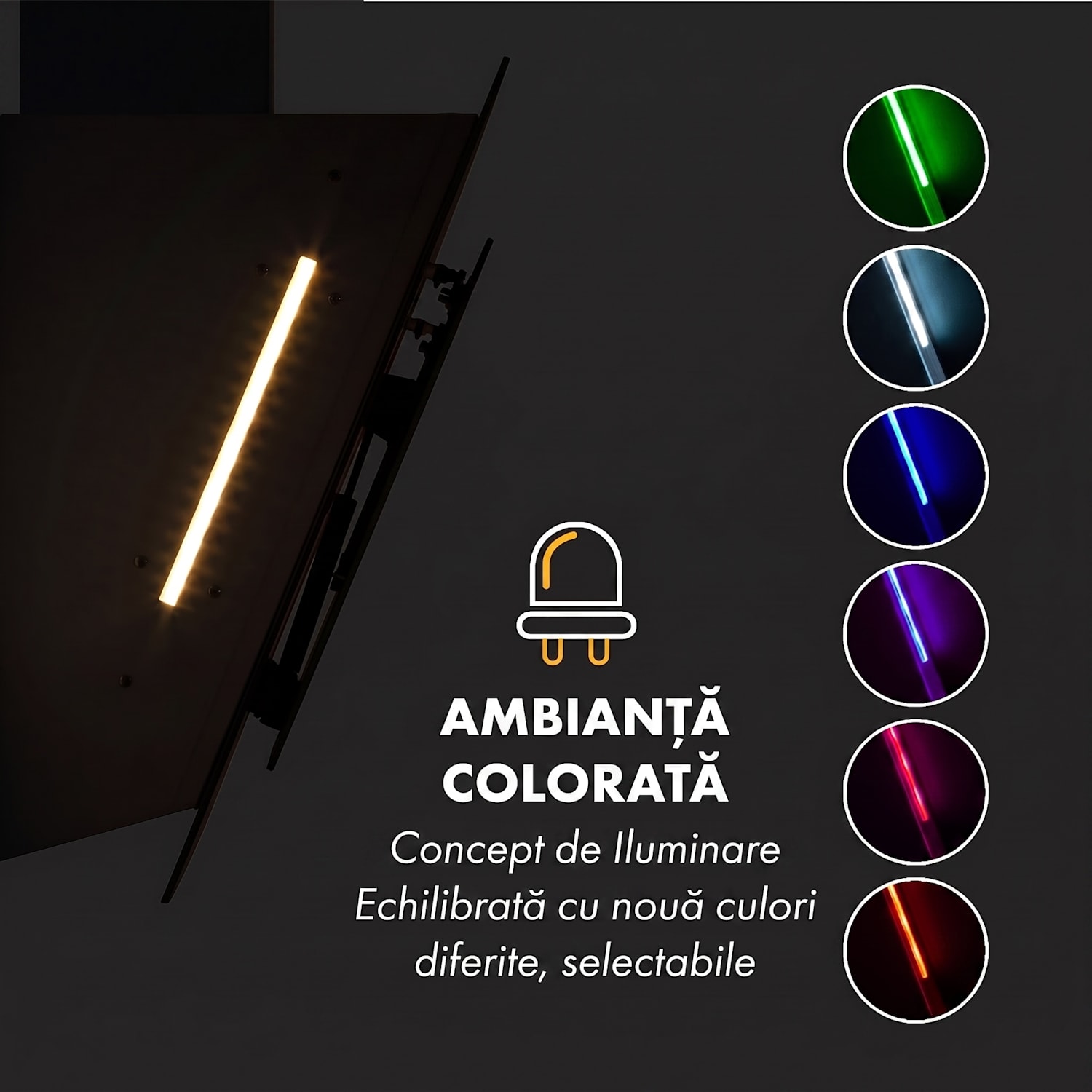 Mirage 60, hota, 671 m³ / h, panou tactil, lumină de dispoziție, clasa energetica A ++, alb 60 cm | Alb