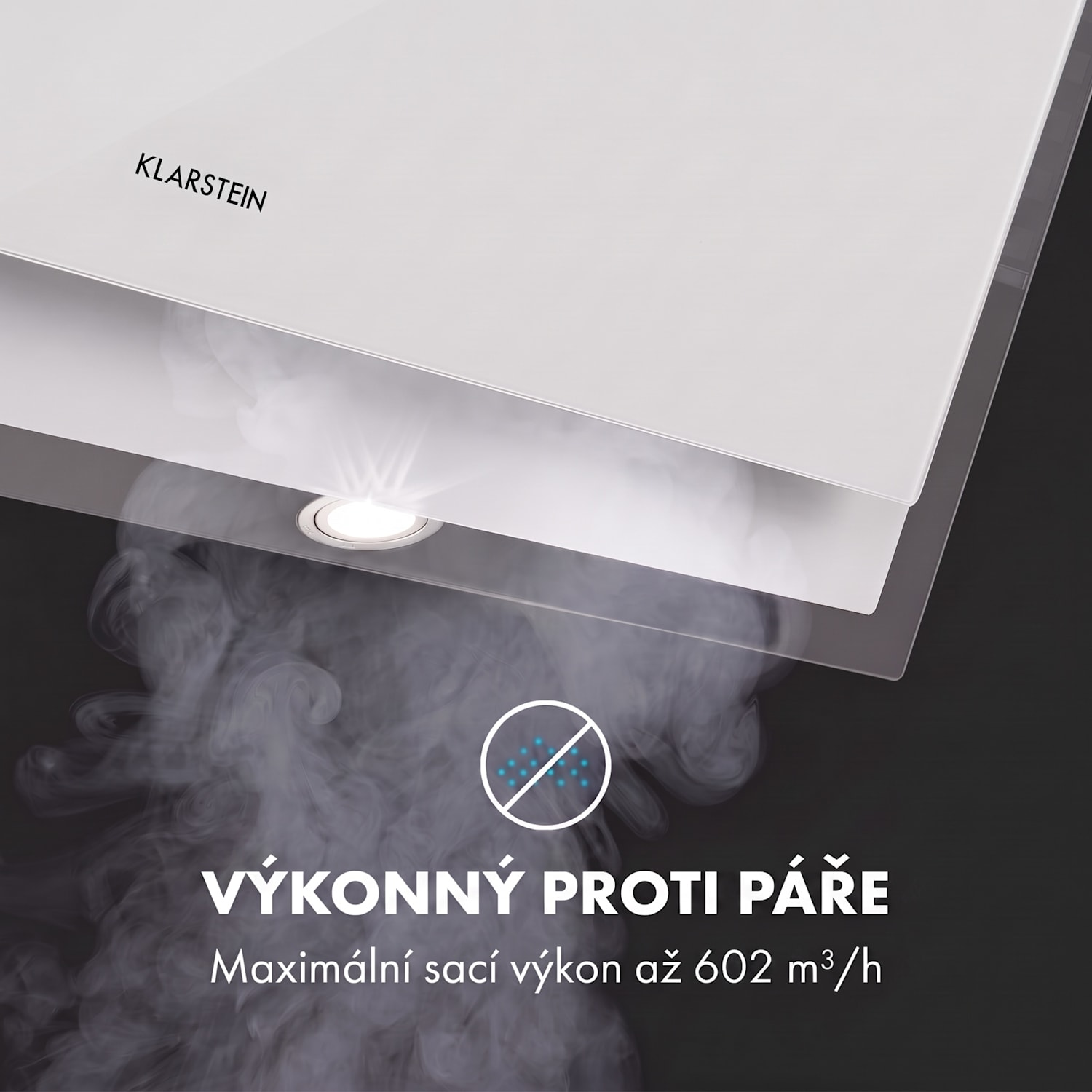 Mirage 90, digestoř, 90 cm, nástěnná, 602 m³/h, A++, dotykový panel, RGB světlo, bílá 90 cm | Bílá